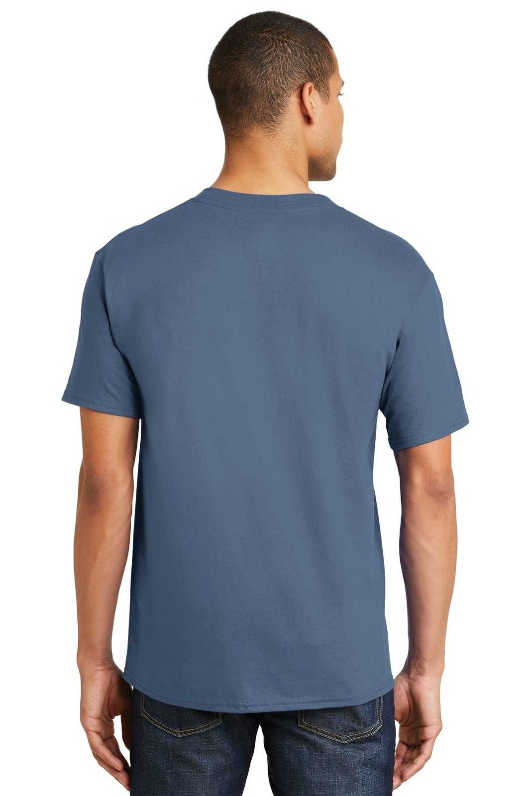 Hanes 5180 Beefy-T 100% Cotton T-Shirt - Denim Blue - HIT a Double
