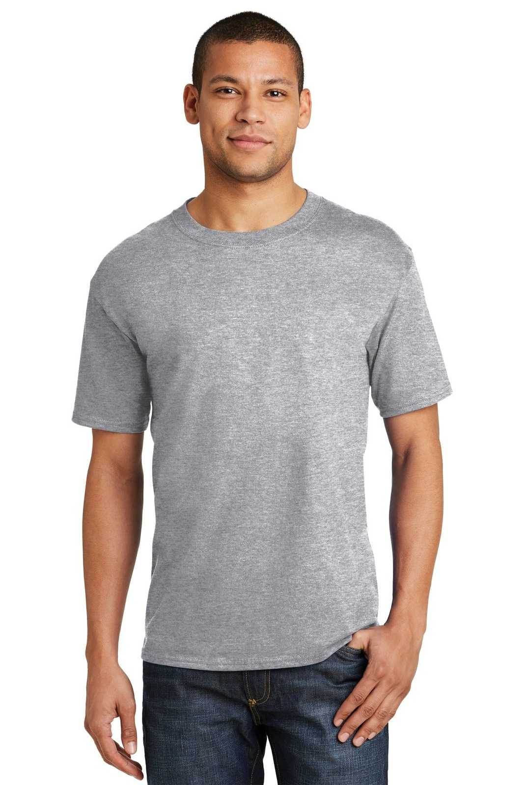 Hanes 5180 Beefy-T 100% Cotton T-Shirt - Light Steel - HIT a Double