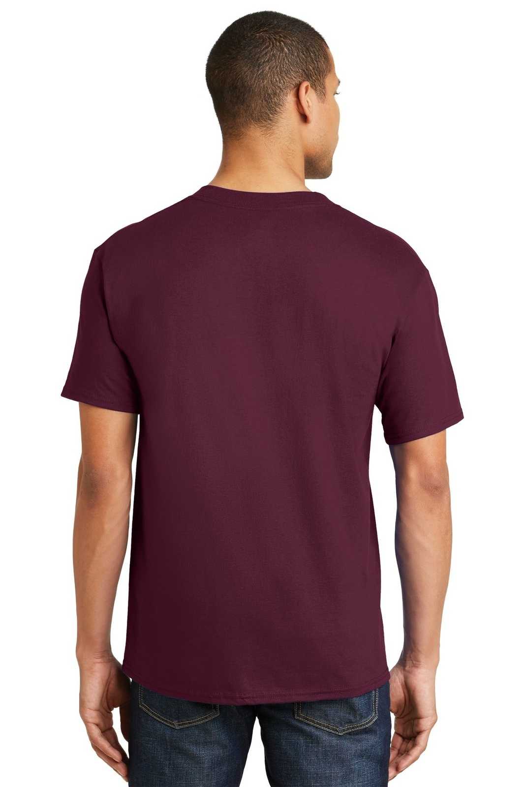 Hanes 5180 Beefy-T 100% Cotton T-Shirt - Maroon - HIT a Double
