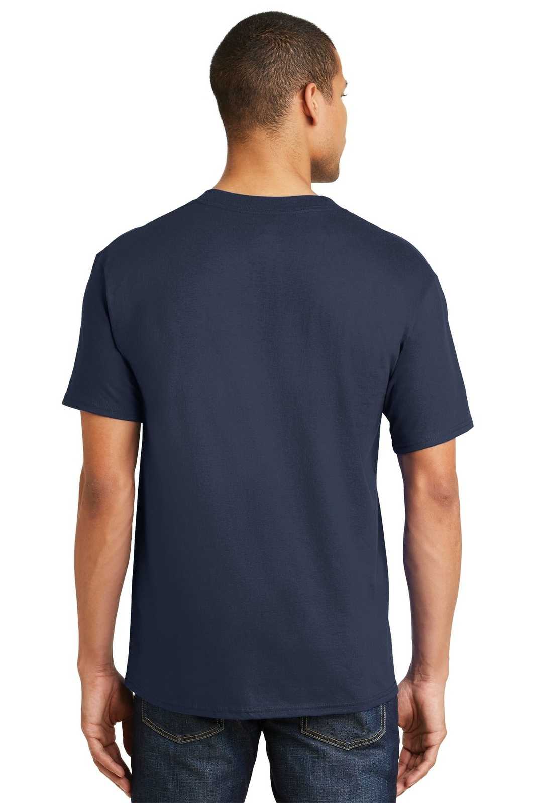 Hanes 5180 Beefy-T 100% Cotton T-Shirt - Navy - HIT a Double