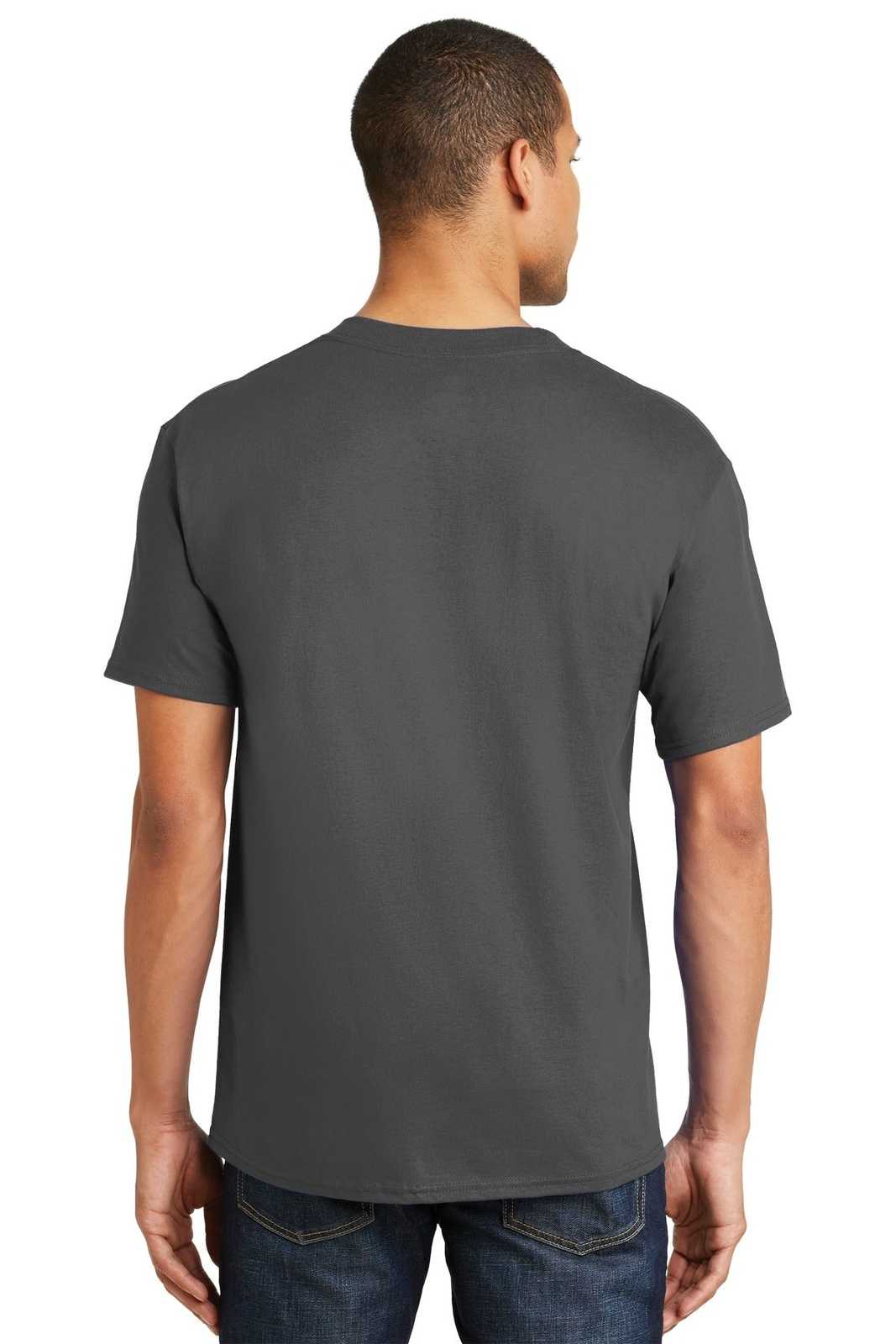 Hanes 5180 Beefy-T 100% Cotton T-Shirt - Smoke Gray - HIT a Double