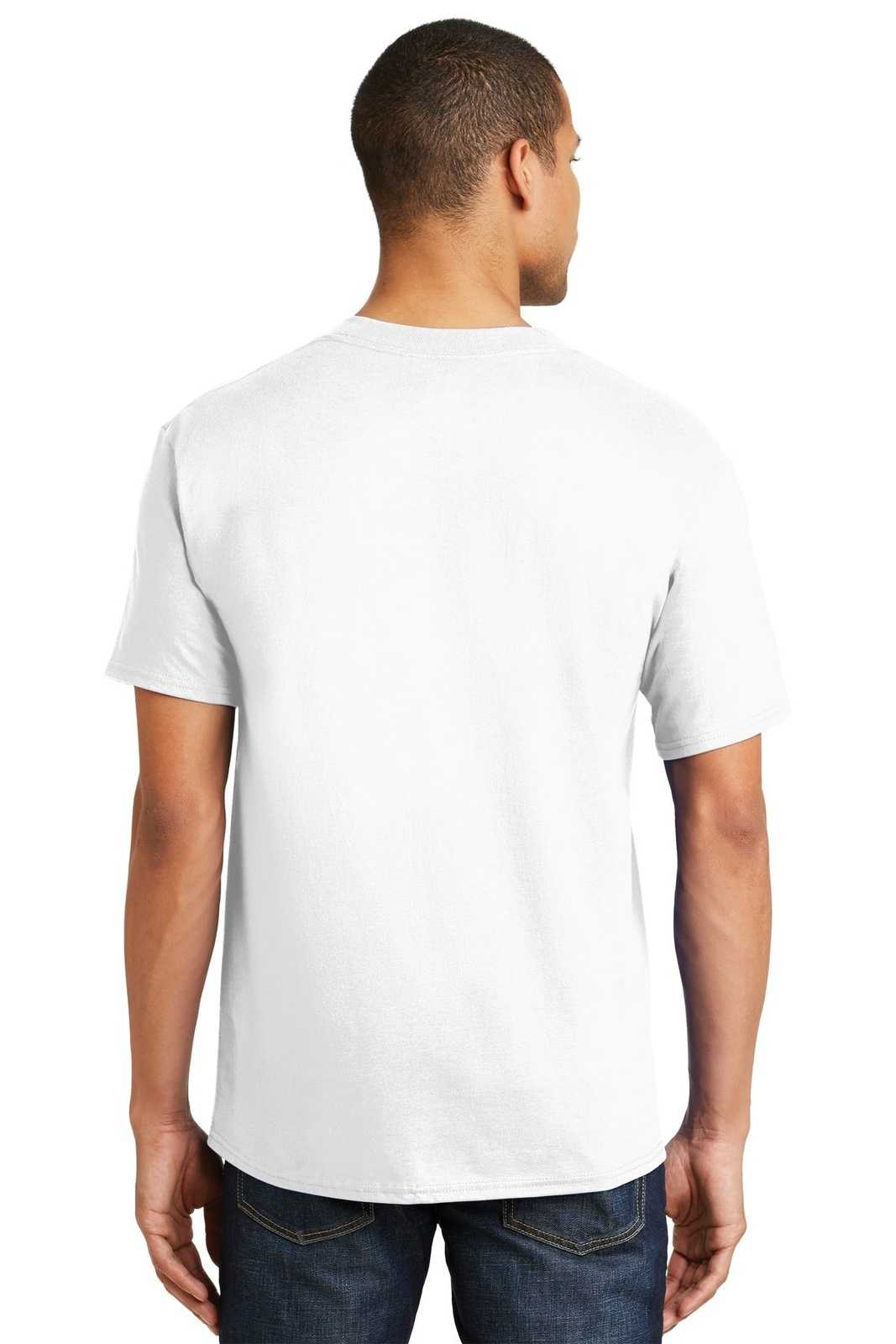 Hanes 5180 Beefy-T 100% Cotton T-Shirt - White - HIT a Double