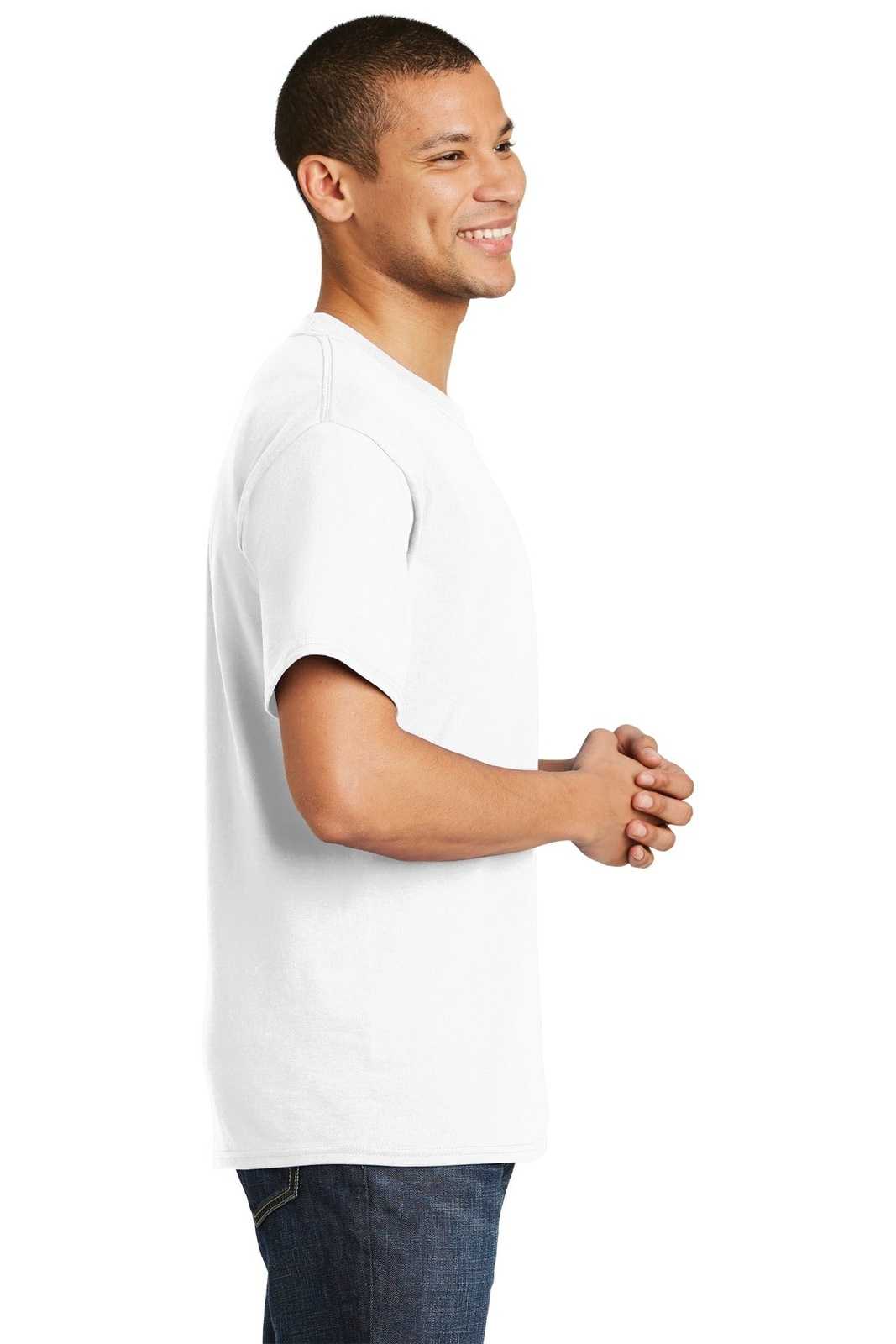Hanes 5180 Beefy-T 100% Cotton T-Shirt - White - HIT a Double