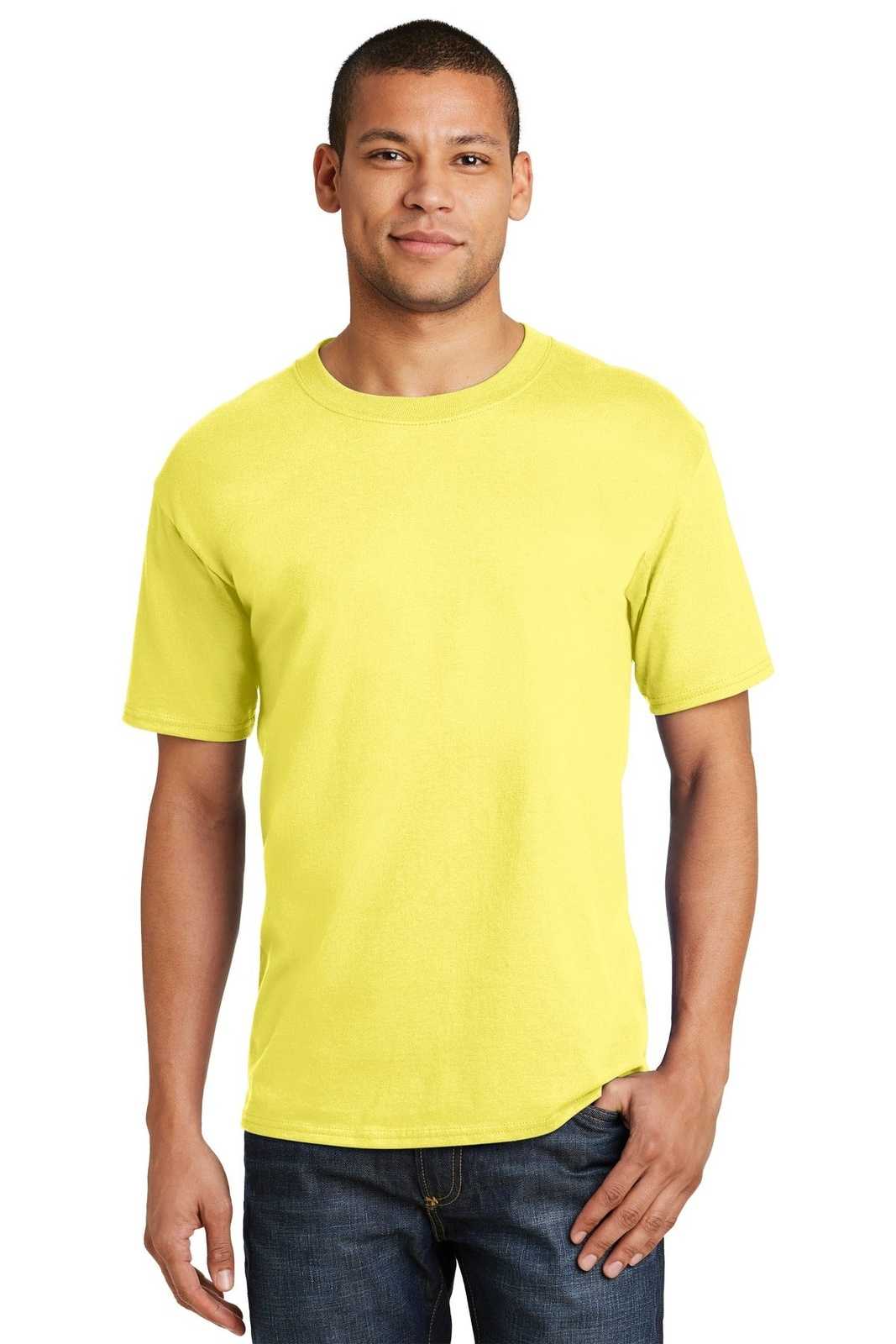 Hanes 5180 Beefy-T 100% Cotton T-Shirt - Yellow - HIT a Double