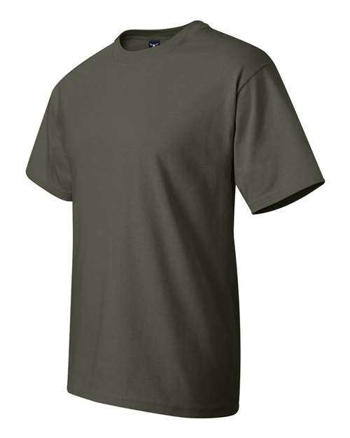 Hanes 5180 Beefy-T Short Sleeve T-Shirt - Fatigue Green - HIT a Double