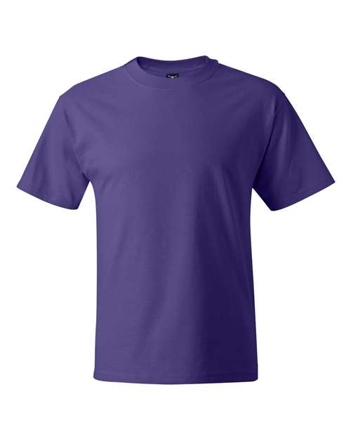 Hanes 5180 Beefy-T Short Sleeve T-Shirt - Purple - HIT a Double