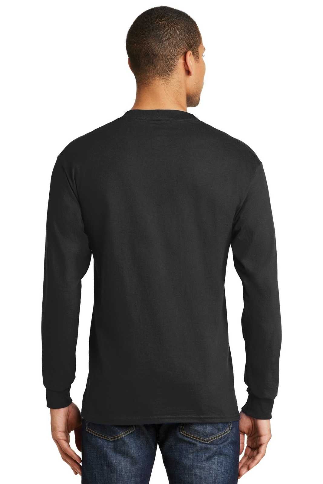 Hanes 5186 Beefy-T 100% Cotton Long Sleeve T-Shirt - Black - HIT a Double