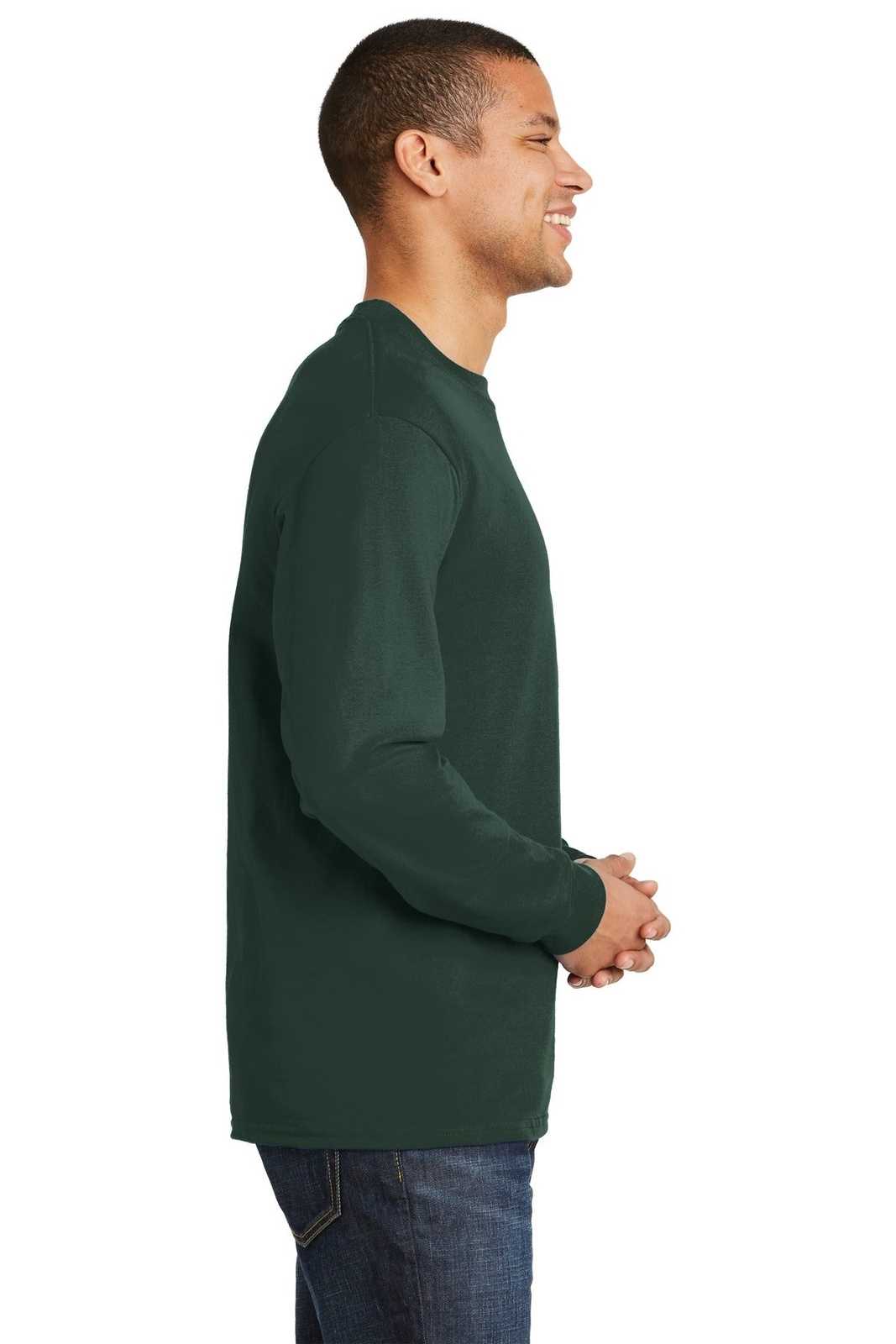 Hanes 5186 Beefy-T 100% Cotton Long Sleeve T-Shirt - Deep Forest - HIT a Double
