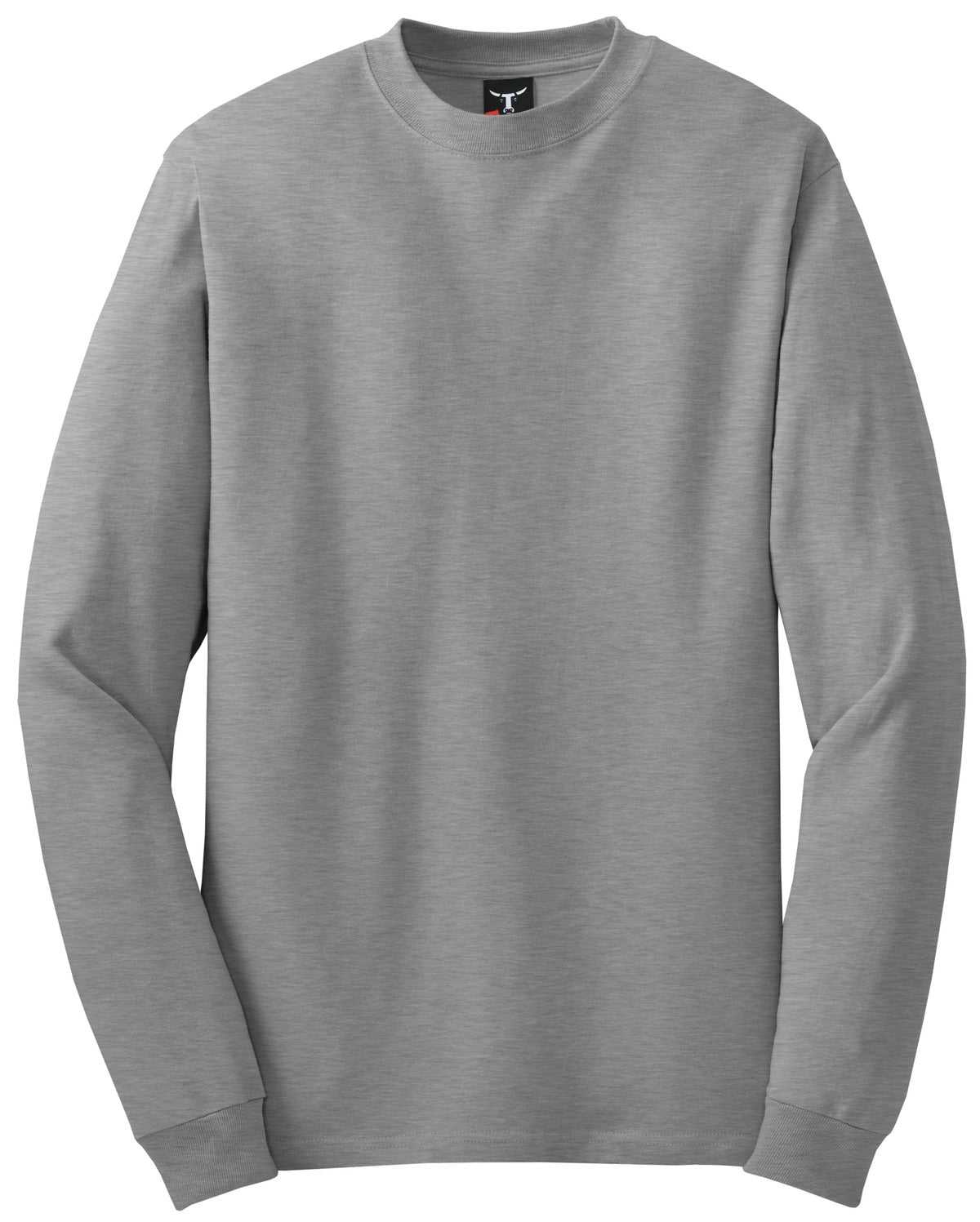 Hanes 5186 Beefy-T 100% Cotton Long Sleeve T-Shirt - Light Steel - HIT a Double
