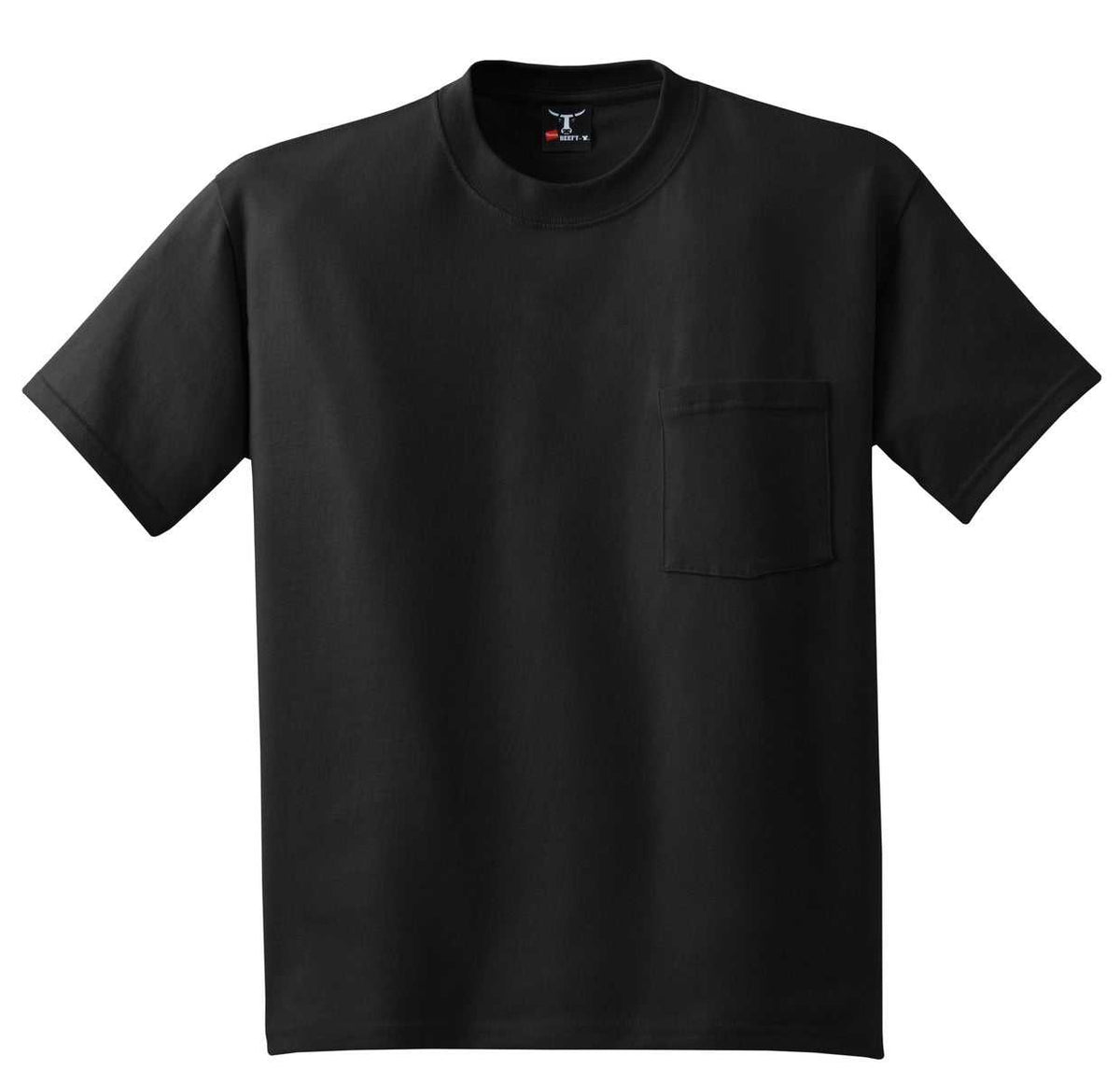 Hanes 5190 Beefy-T 100% Cotton T-Shirt with Pocket - Black - HIT a Double