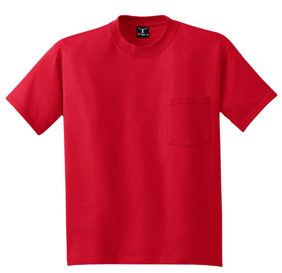 Hanes 5190 Beefy-T 100% Cotton T-Shirt with Pocket - Deep Red - HIT a Double