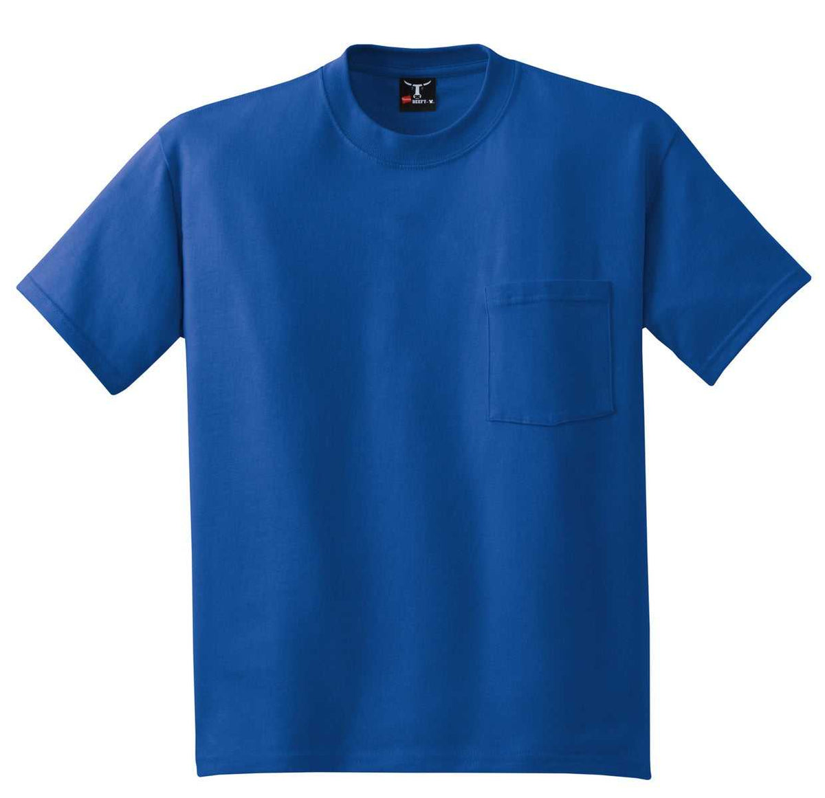 Hanes 5190 Beefy-T 100% Cotton T-Shirt with Pocket - Deep Royal - HIT a Double