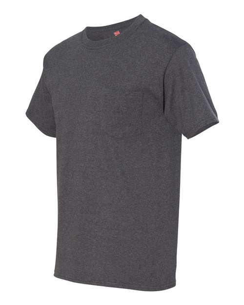 Hanes 5190 Beefy-T Short Sleeve Pocket T-Shirt - Charcoal Heather - HIT a Double