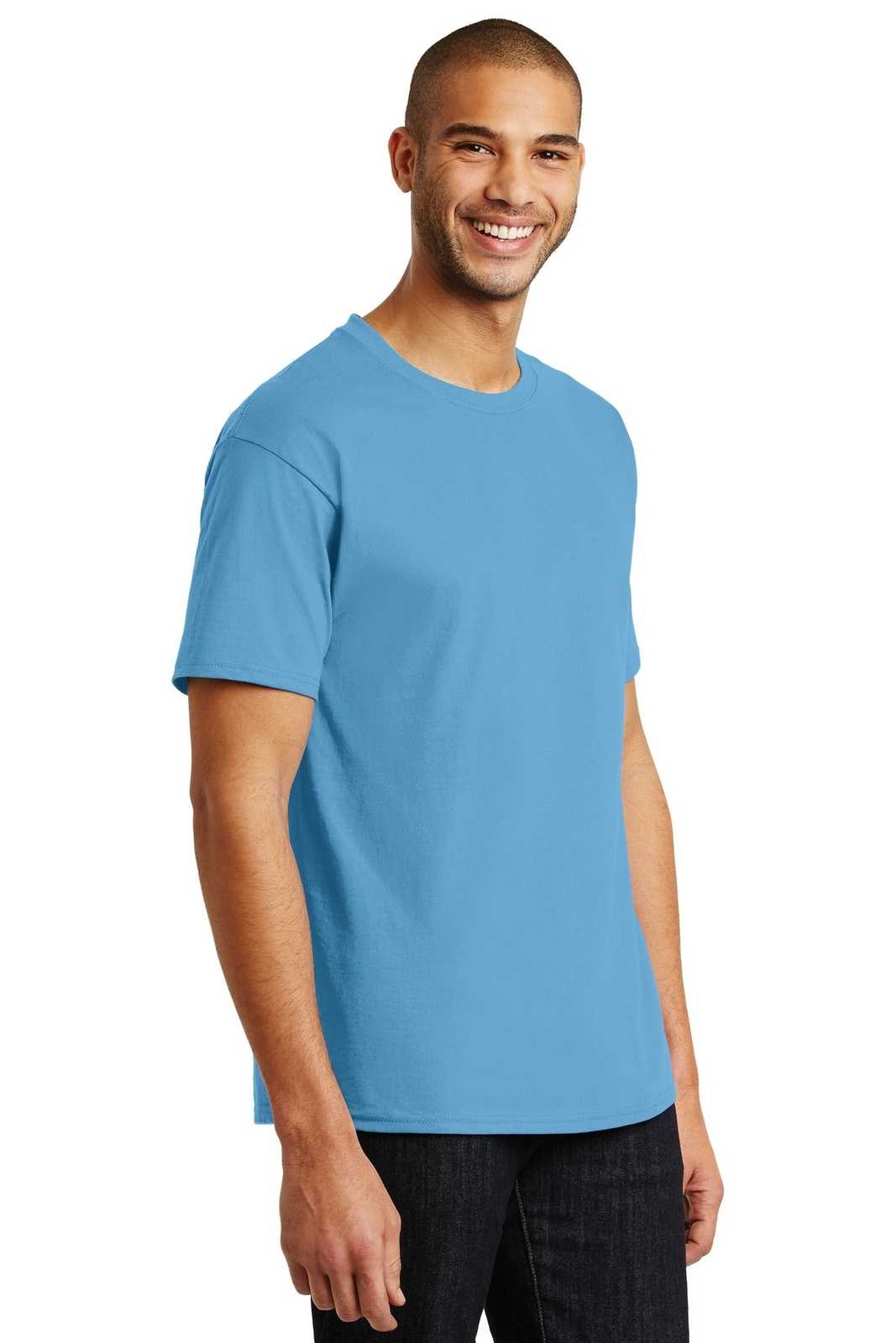 Hanes 5250 Tagless 100% Cotton T-Shirt - Aquatic Blue - HIT a Double