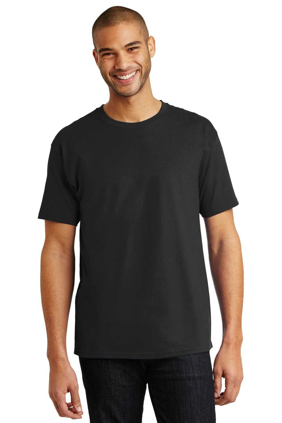 Hanes 5250 Tagless 100% Cotton T-Shirt - Black - HIT a Double