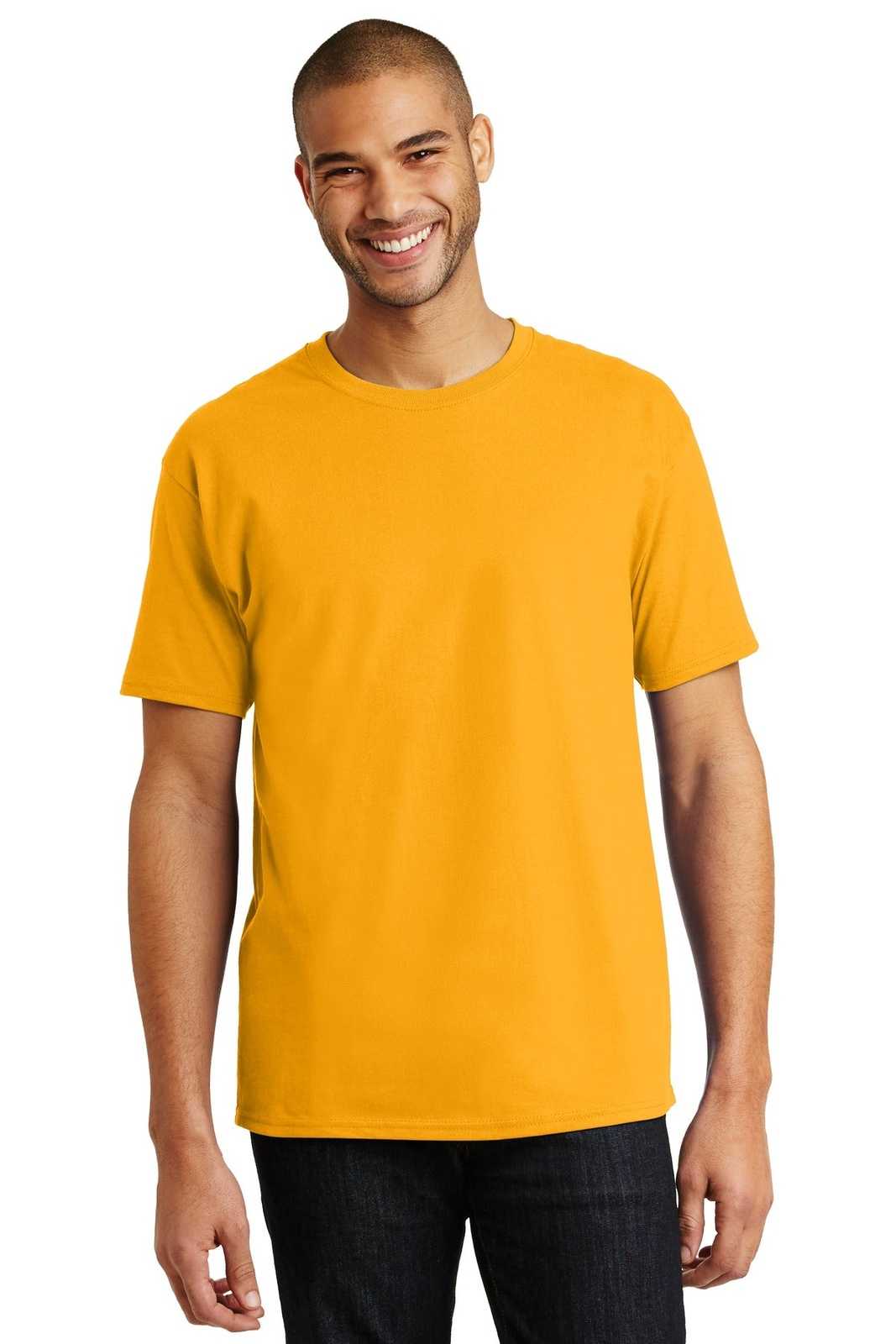 Hanes 5250 Tagless 100% Cotton T-Shirt - Gold - HIT a Double