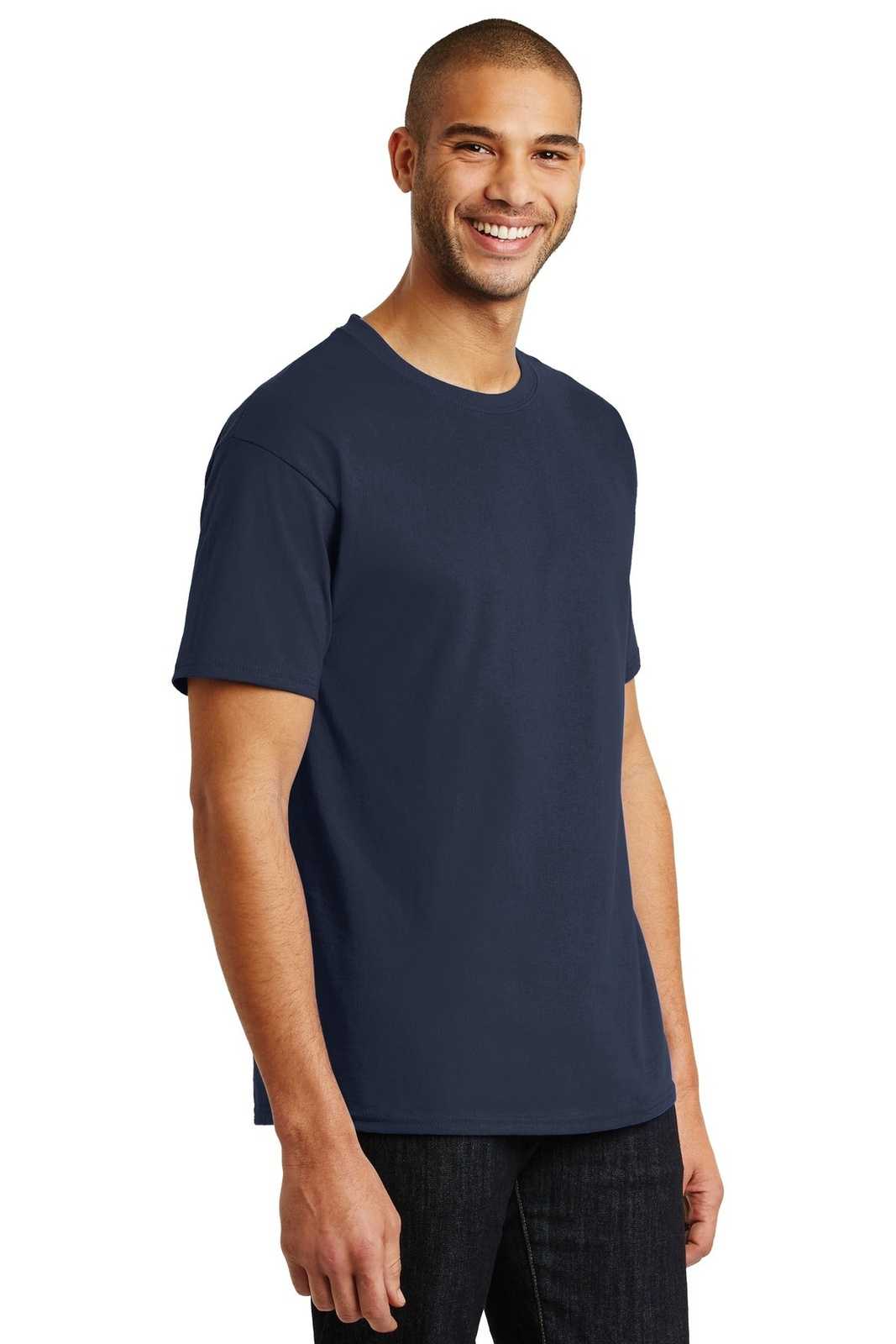 Hanes 5250 Tagless 100% Cotton T-Shirt - Navy - HIT a Double