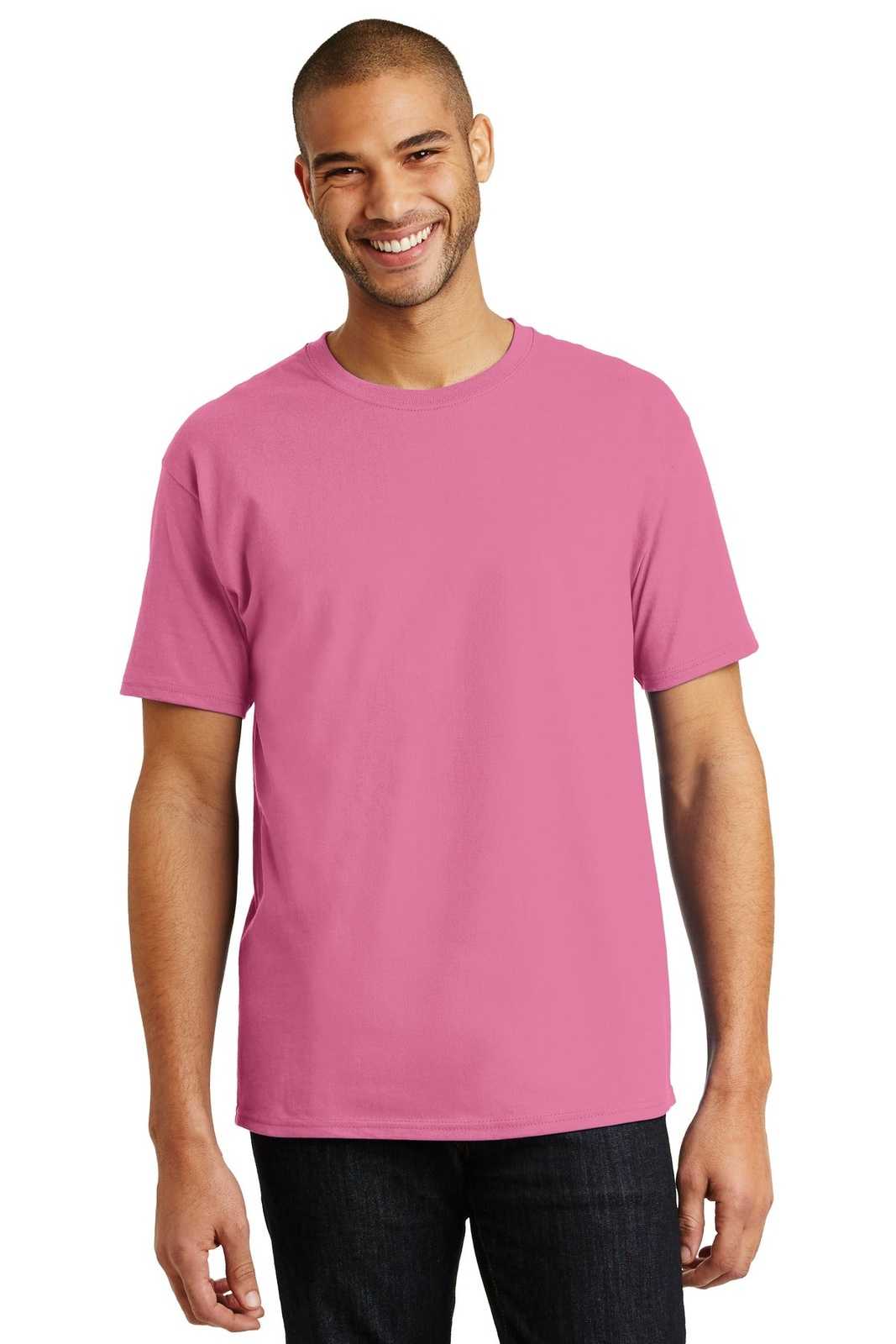 Hanes 5250 Tagless 100% Cotton T-Shirt - Pink - HIT a Double