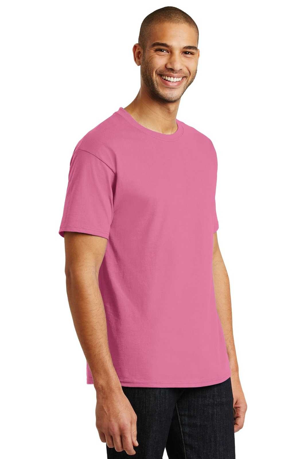 Hanes 5250 Tagless 100% Cotton T-Shirt - Pink - HIT a Double