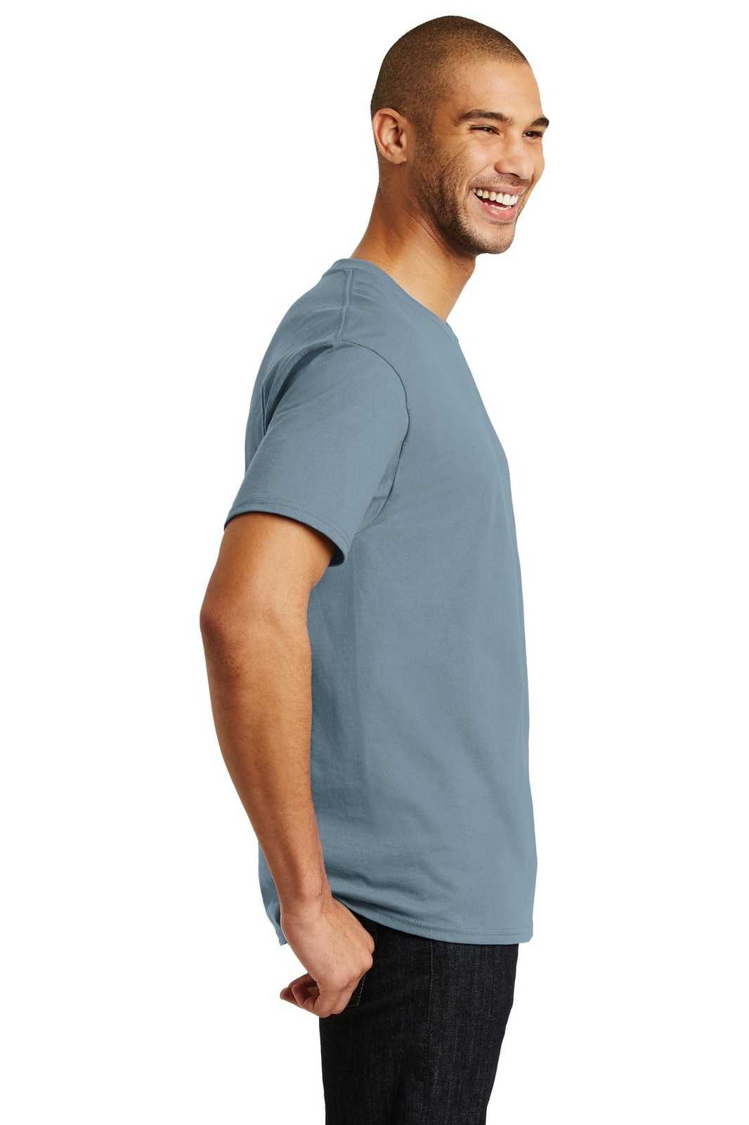 Hanes 5250 Tagless 100% Cotton T-Shirt - Stonewashed Blue - HIT a Double