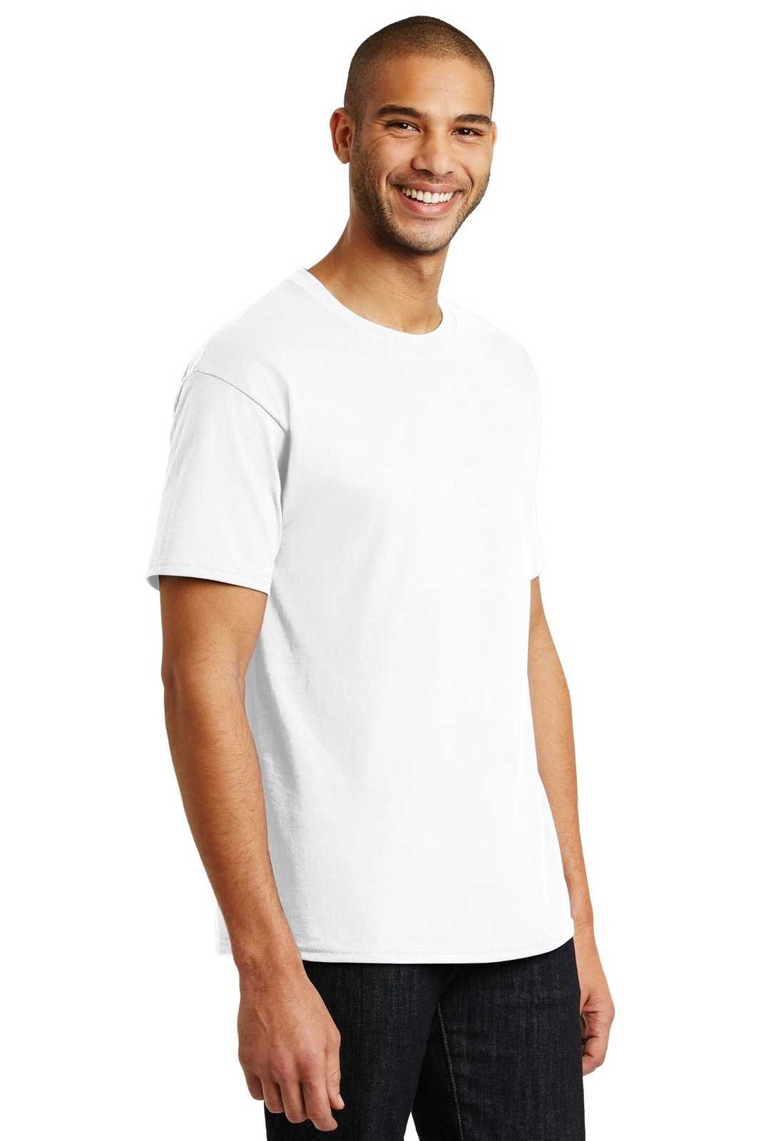 Hanes 5250 Tagless 100% Cotton T-Shirt - White - HIT a Double