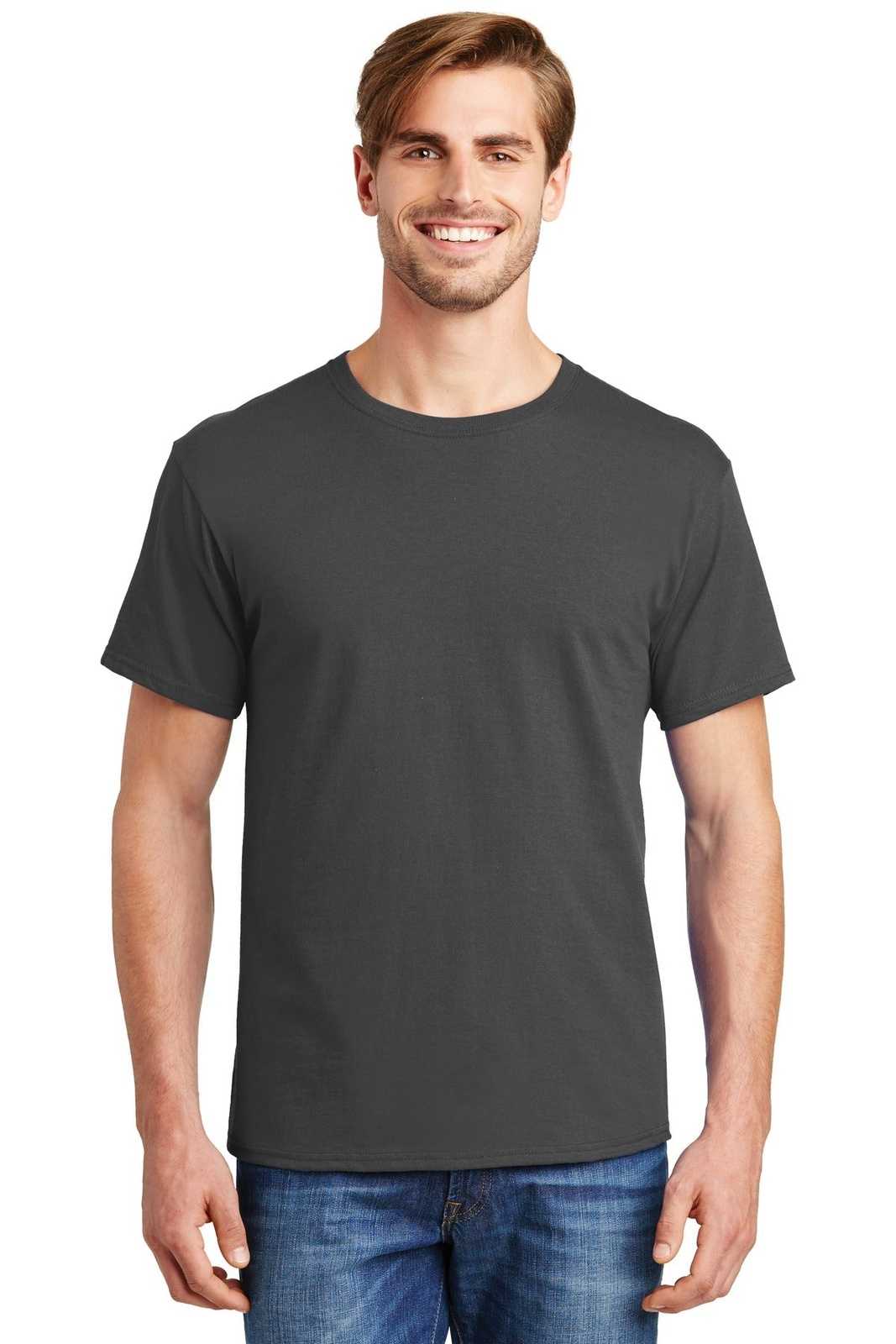 Hanes 5280 ComfortSoft 100% Cotton T-Shirt - Smoke Gray - HIT a Double