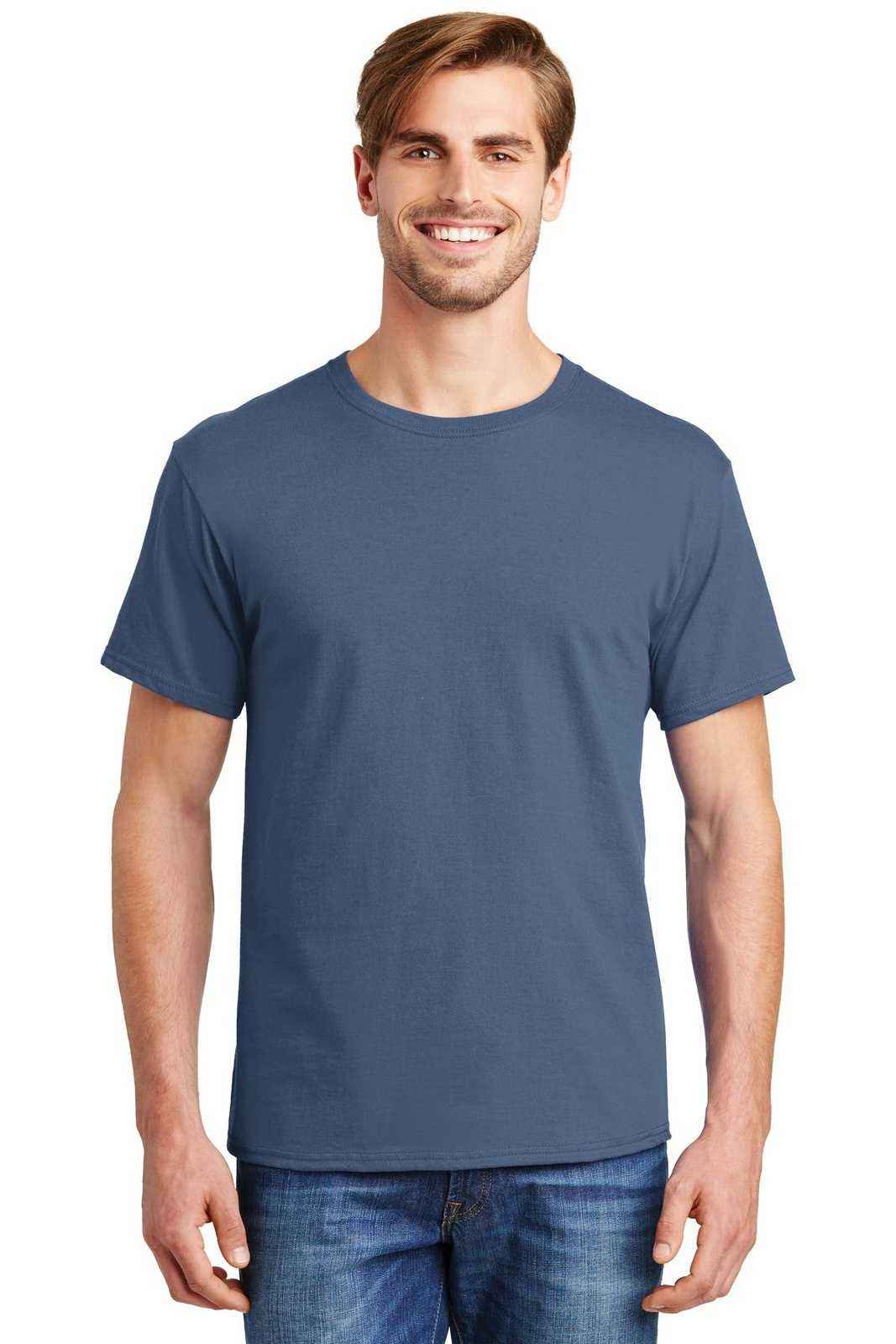 Hanes 5280 Comfortsoft 100% Cotton T-Shirt - Denim Blue - HIT a Double