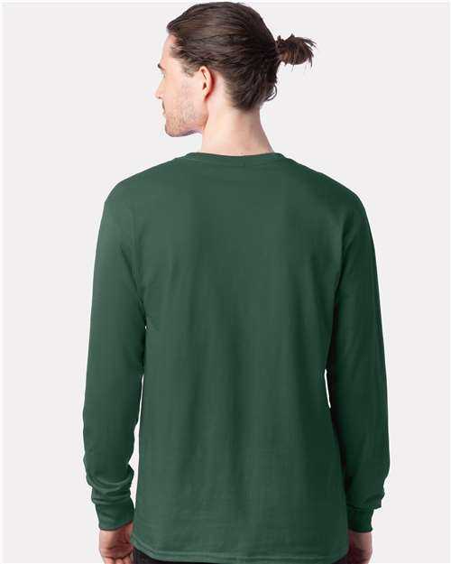 Hanes 5286 Essential-T Long Sleeve T-Shirt - Athletic Dark Green&quot; - &quot;HIT a Double