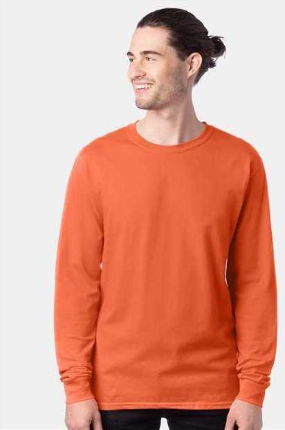 Hanes 5286 Essential-T Long Sleeve T-Shirt - Texas Orange" - "HIT a Double