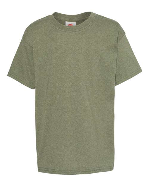 Hanes 5370 Ecosmart Youth Short Sleeve T-Shirt - Heather Green - HIT a Double