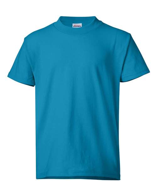 Hanes 5370 Ecosmart Youth Short Sleeve T-Shirt - Teal - HIT a Double