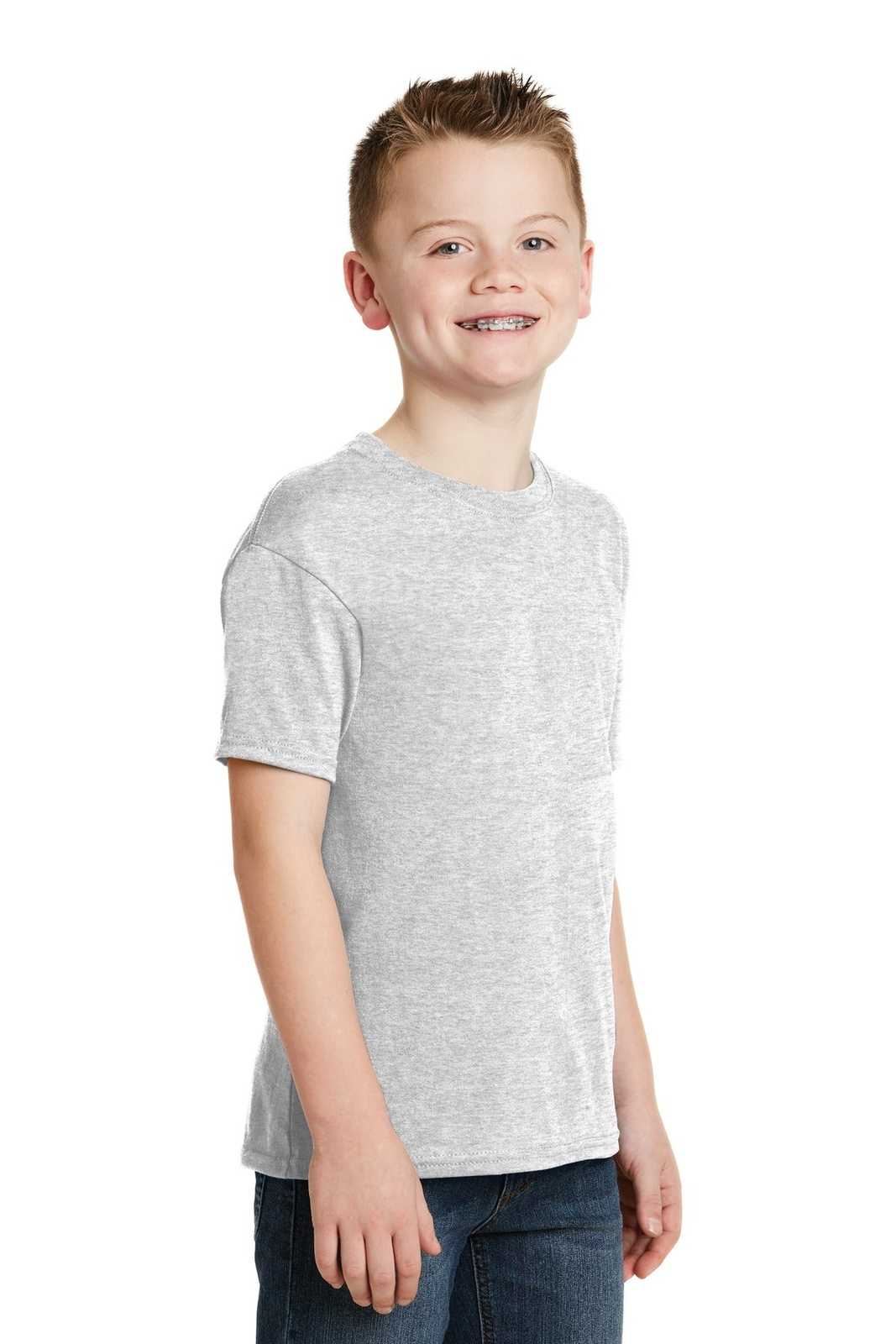 Hanes 5370 Youth Ecosmart 50/50 Cotton/Poly T-Shirt - Ash - HIT a Double
