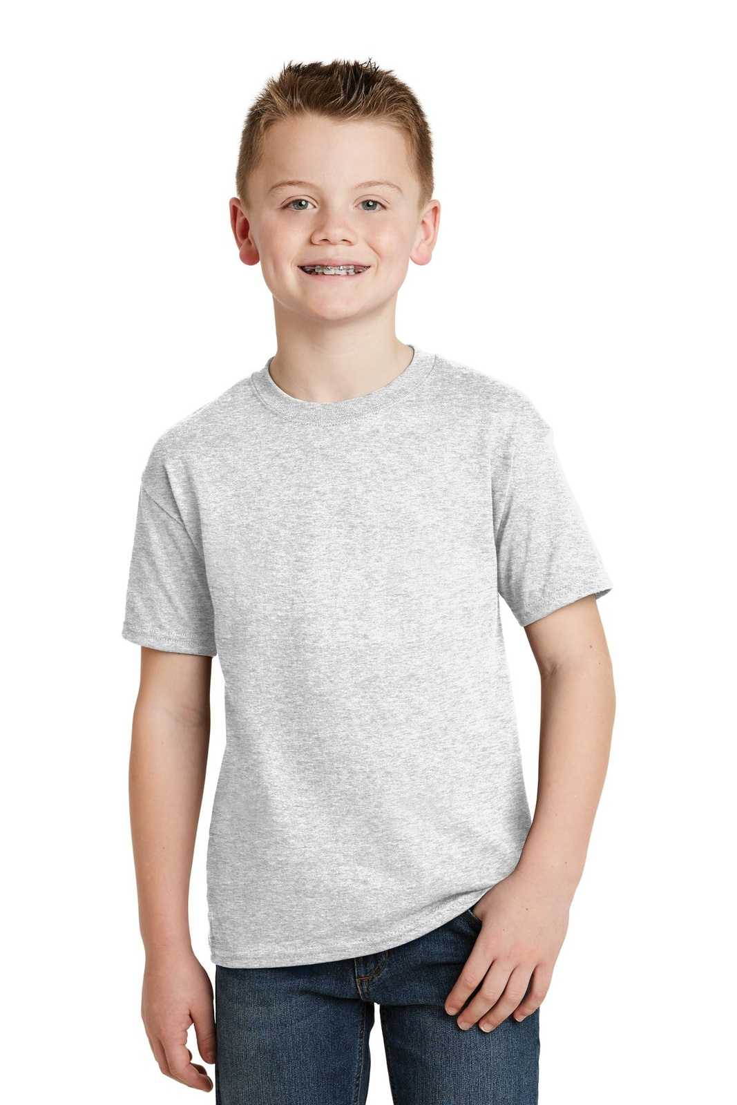 Hanes 5370 Youth Ecosmart 50/50 Cotton/Poly T-Shirt - Ash - HIT a Double
