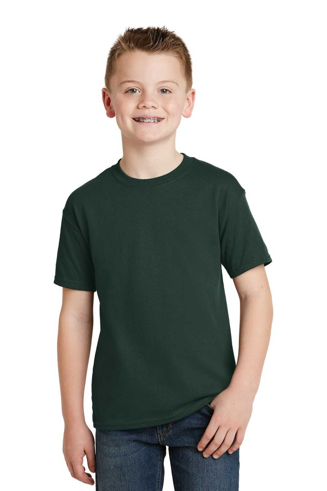 Hanes 5370 Youth Ecosmart 50/50 Cotton/Poly T-Shirt - Deep Forest - HIT a Double