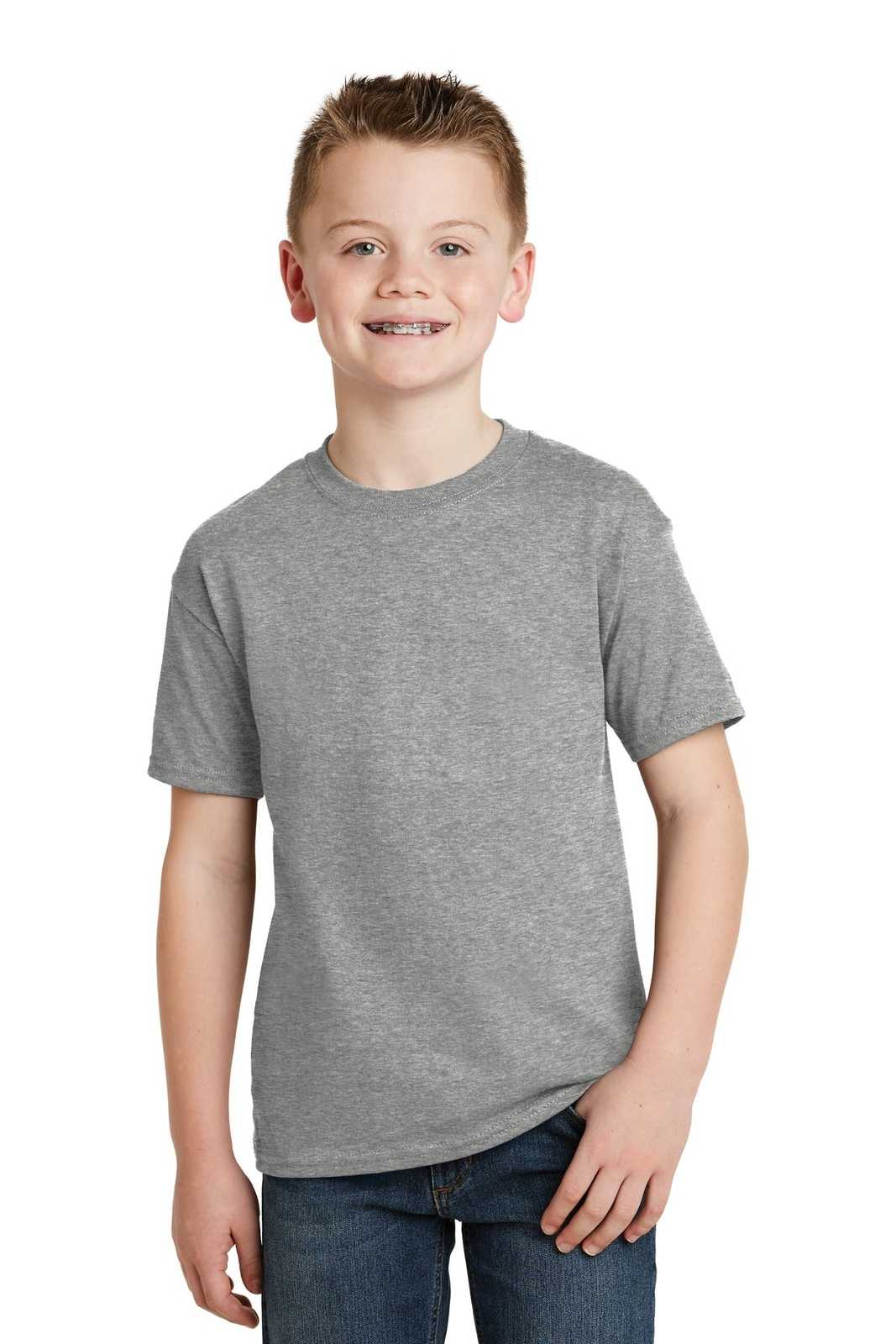 Hanes 5370 Youth Ecosmart 50/50 Cotton/Poly T-Shirt - Light Steel - HIT a Double