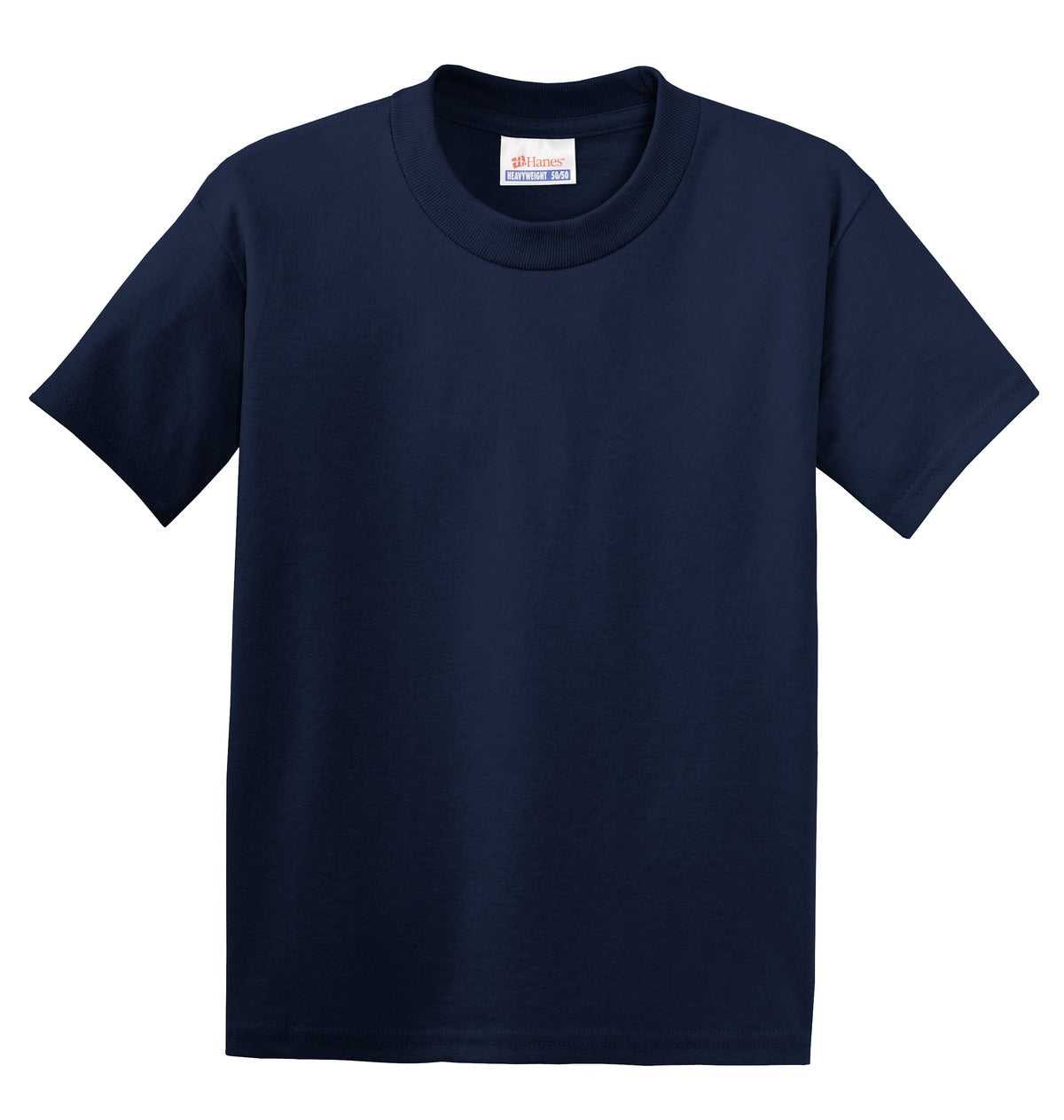 Hanes 5370 Youth Ecosmart 50/50 Cotton/Poly T-Shirt - Navy - HIT a Double