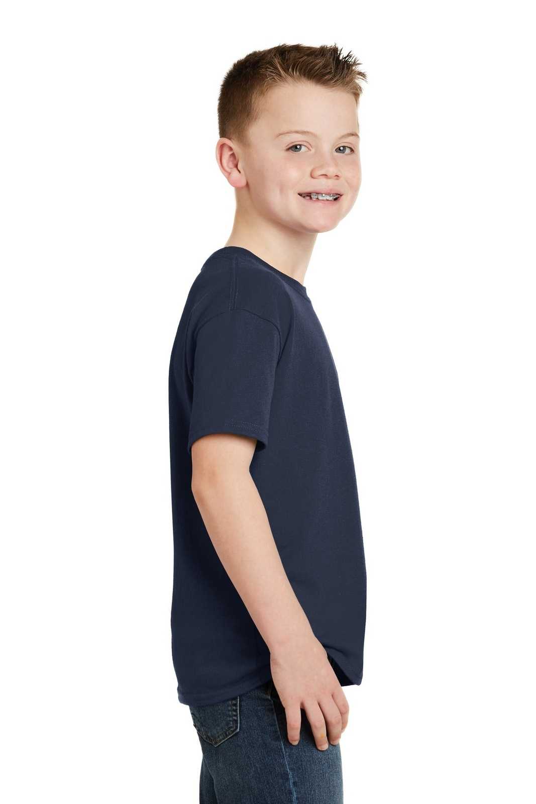 Hanes 5370 Youth Ecosmart 50/50 Cotton/Poly T-Shirt - Navy - HIT a Double