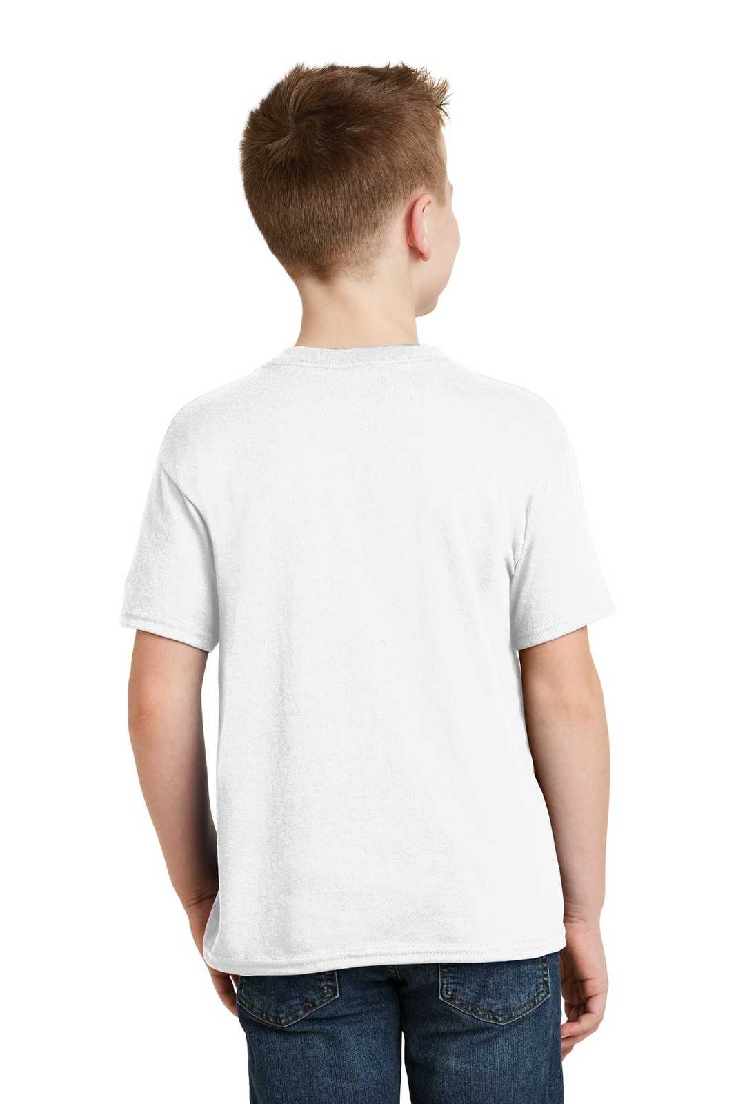 Hanes 5370 Youth Ecosmart 50/50 Cotton/Poly T-Shirt - White - HIT a Double