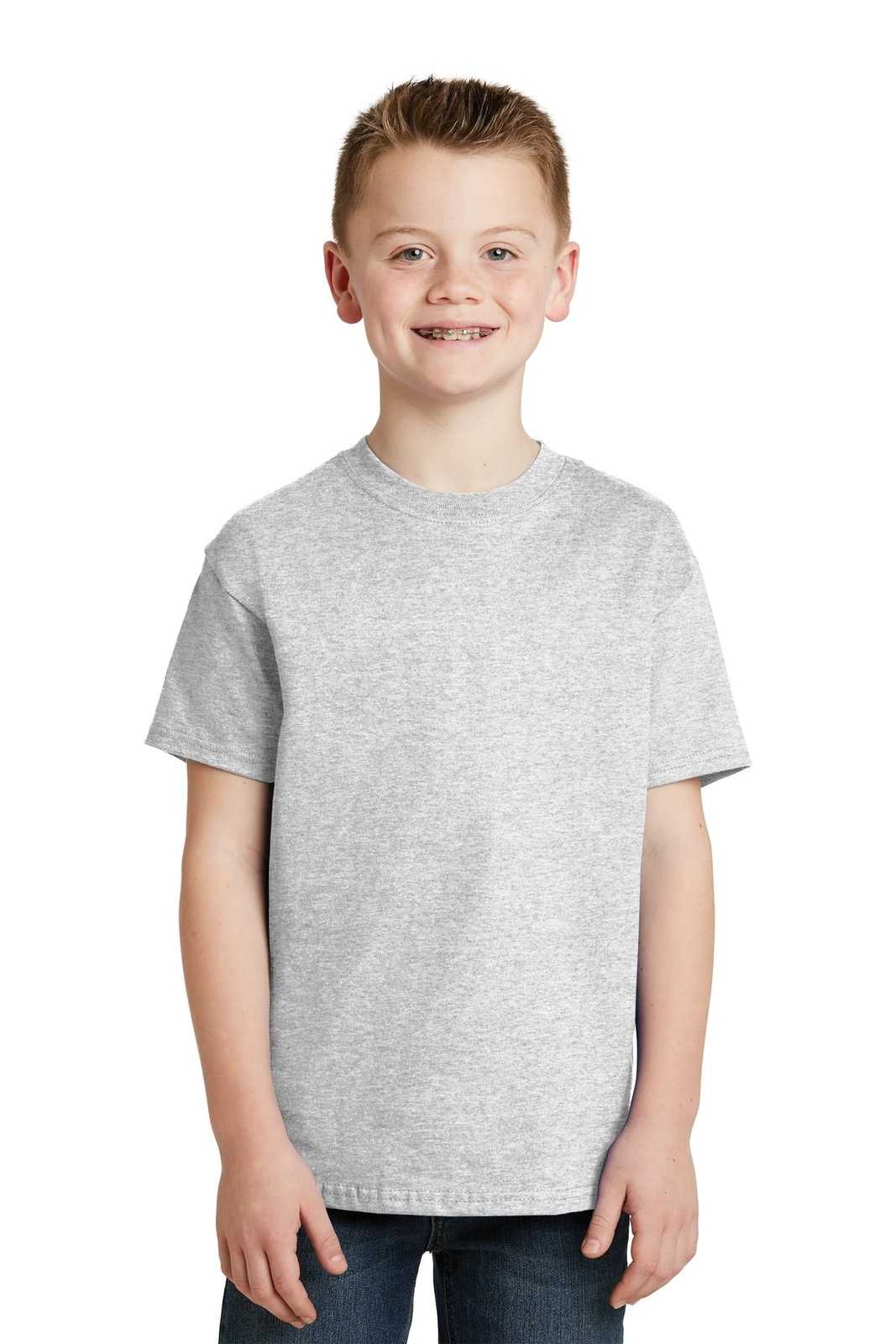 Hanes 5450 Youth Tagless 100% Cotton T-Shirt - Ash - HIT a Double