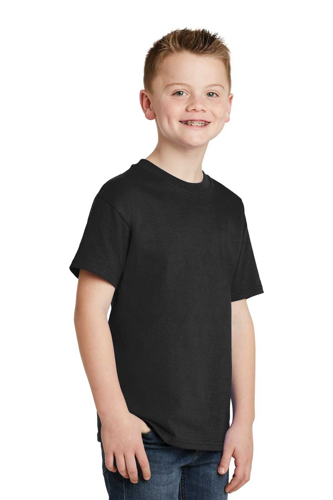 Hanes 5450 Youth Tagless 100% Cotton T-Shirt - Black - HIT a Double