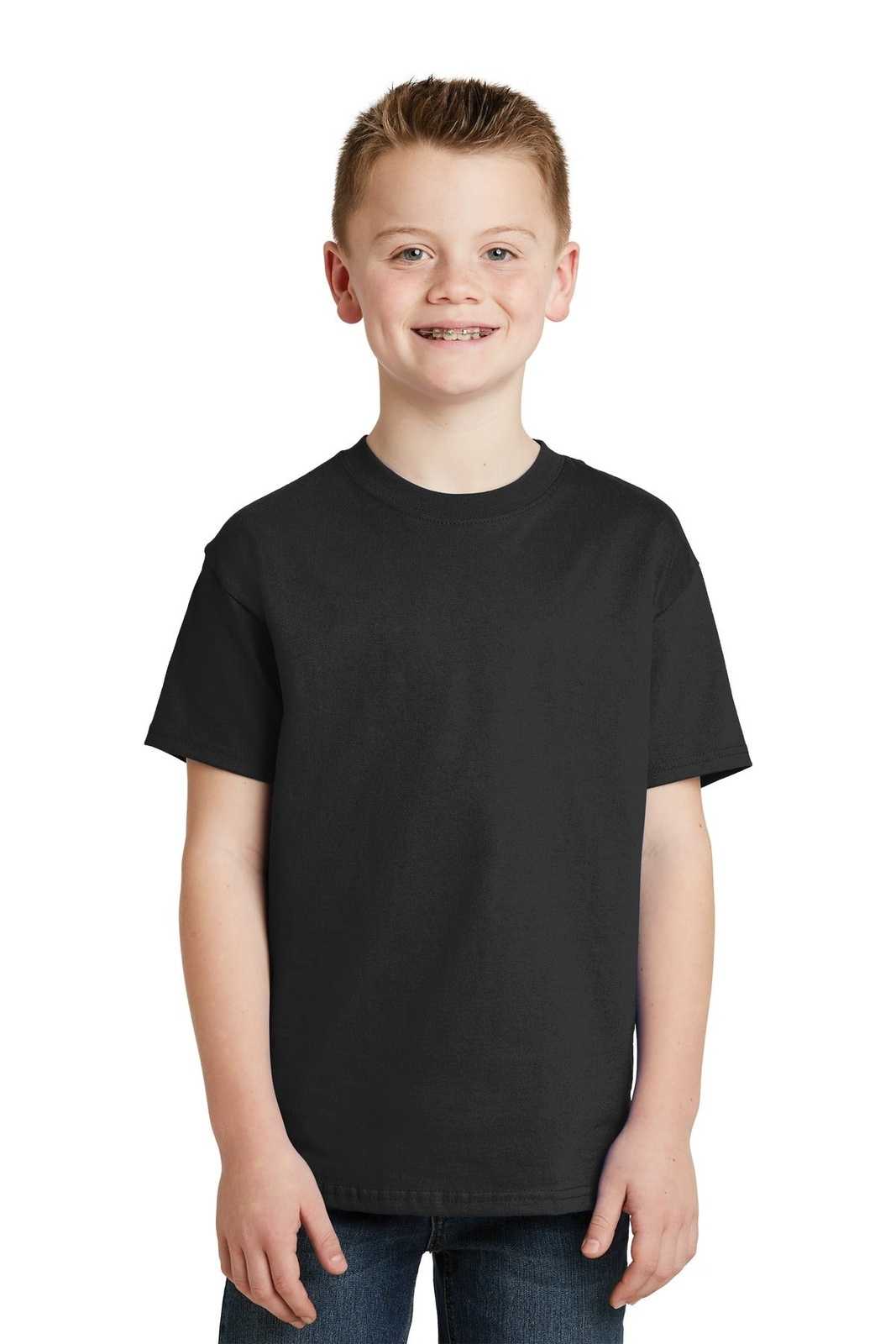 Hanes 5450 Youth Tagless 100% Cotton T-Shirt - Black - HIT a Double