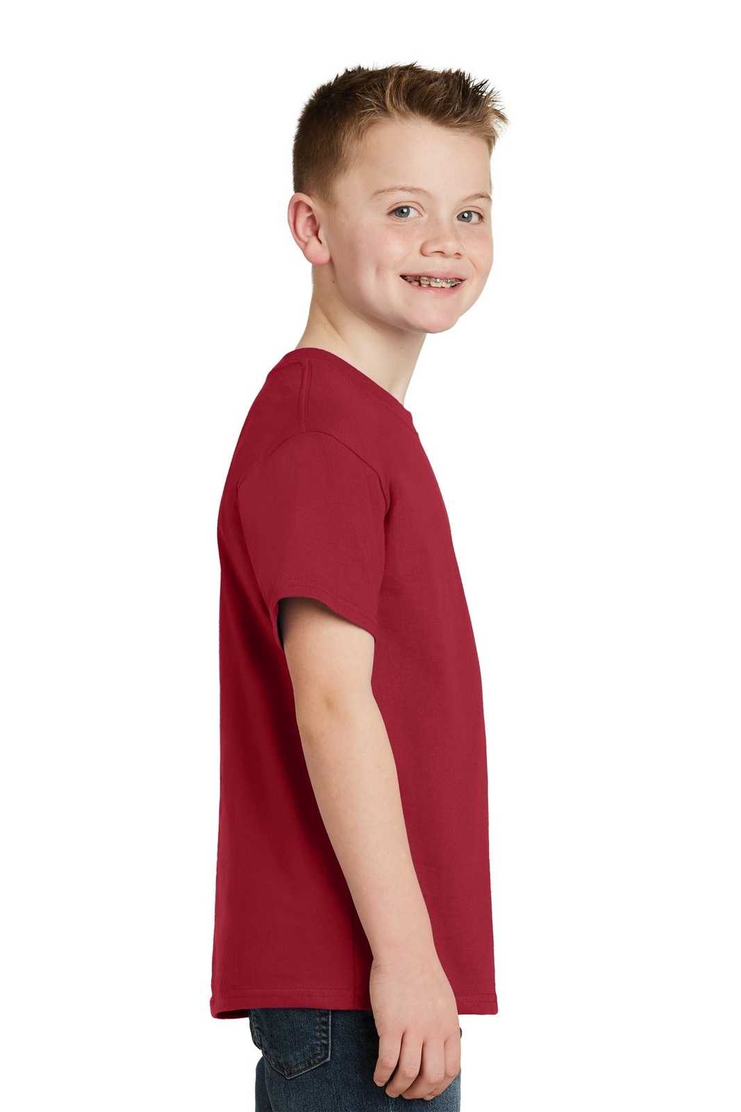 Hanes 5450 Youth Tagless 100% Cotton T-Shirt - Deep Red - HIT a Double