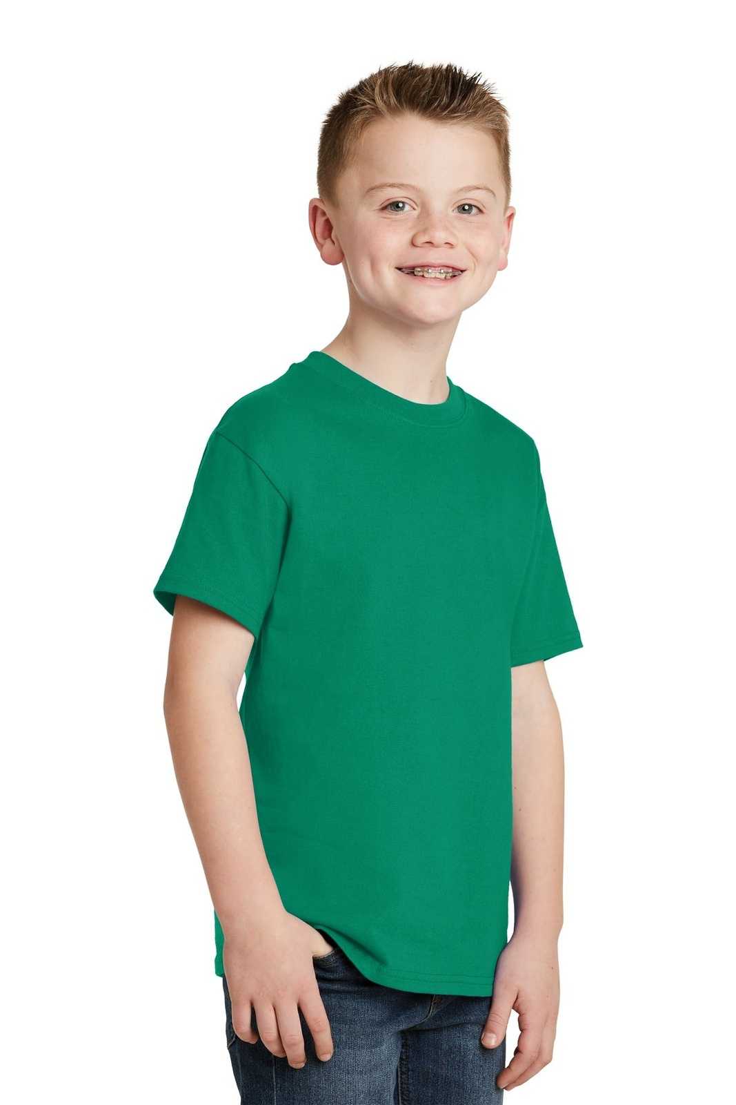 Hanes 5450 Youth Tagless 100% Cotton T-Shirt - Kelly Green - HIT a Double