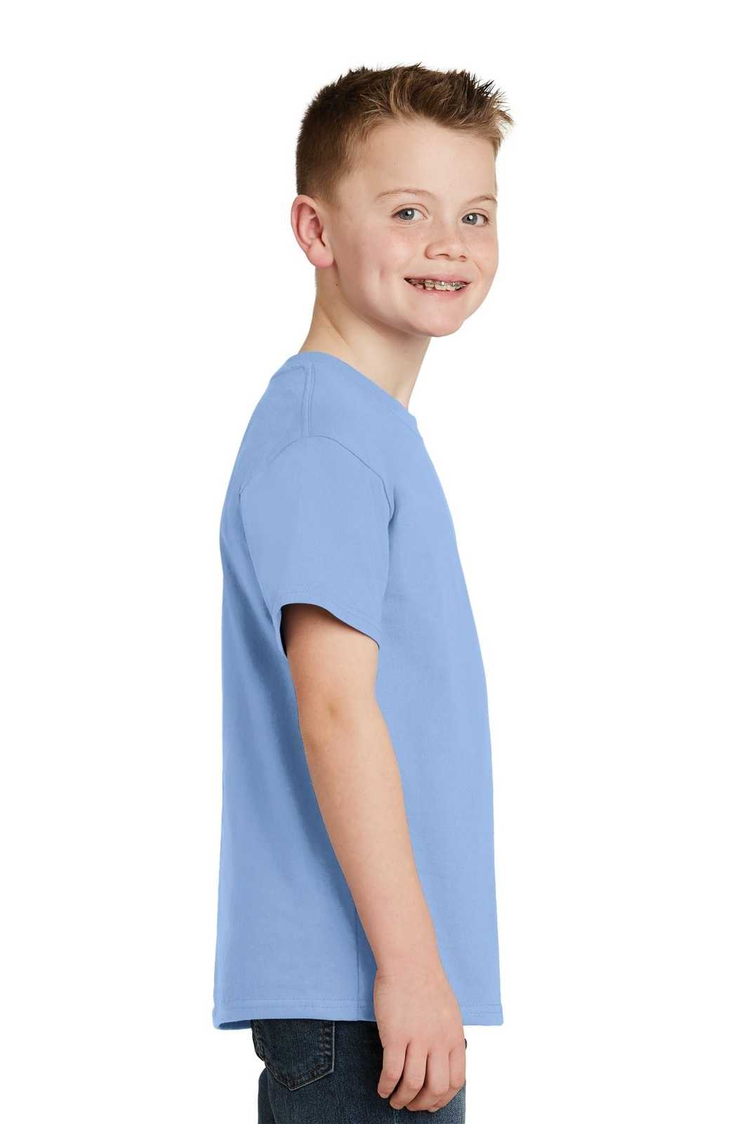Hanes 5450 Youth Tagless 100% Cotton T-Shirt - Light Blue - HIT a Double