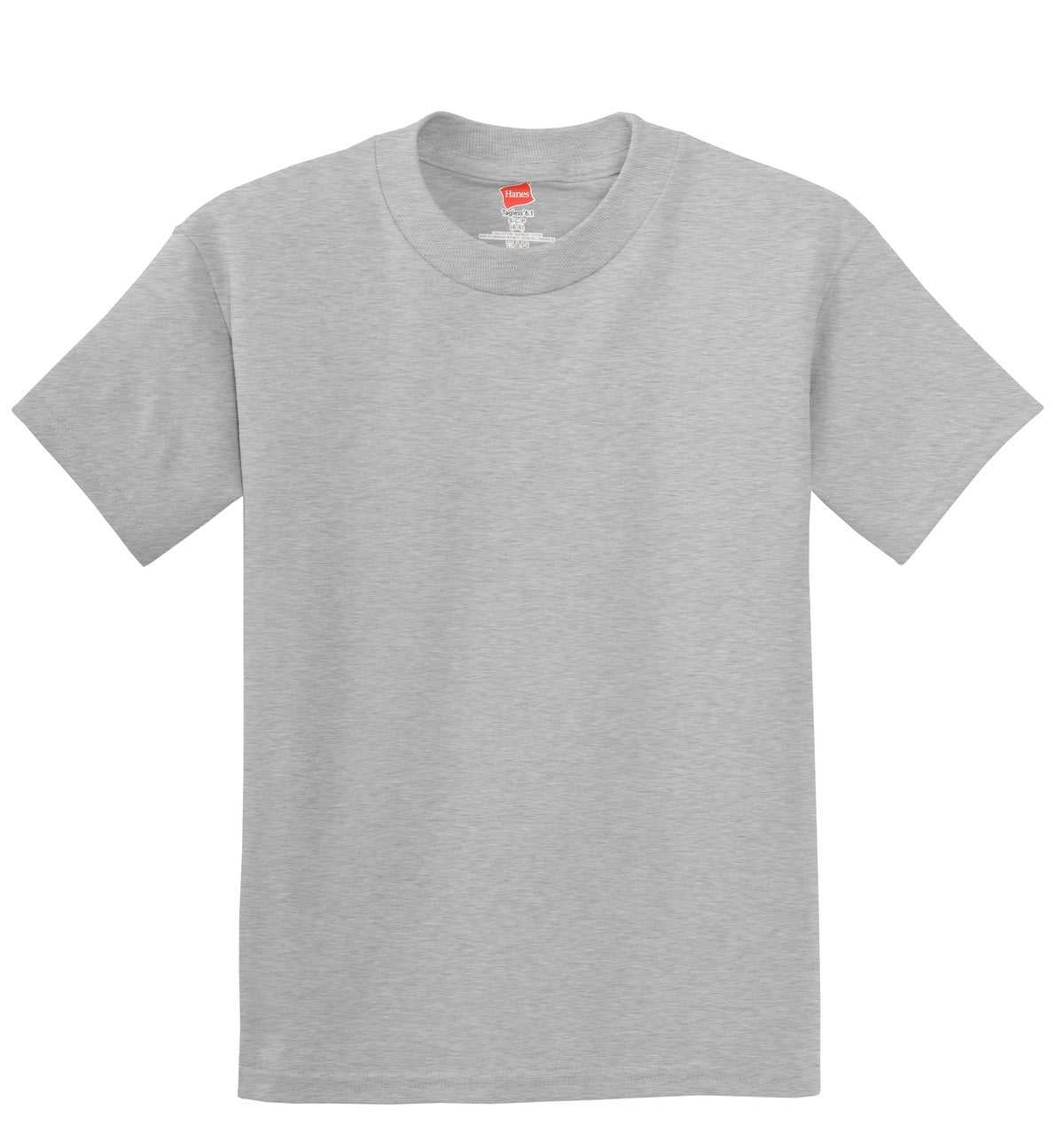 Hanes 5450 Youth Tagless 100% Cotton T-Shirt - Light Steel - HIT a Double