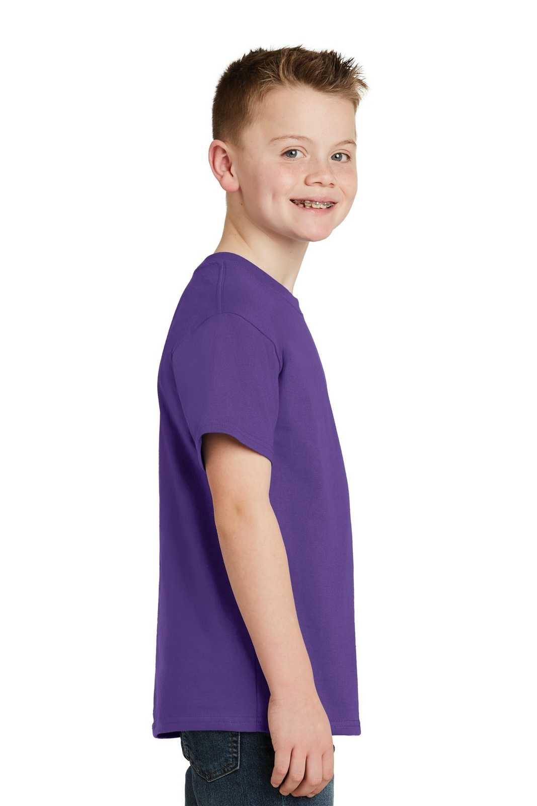 Hanes 5450 Youth Tagless 100% Cotton T-Shirt - Purple - HIT a Double