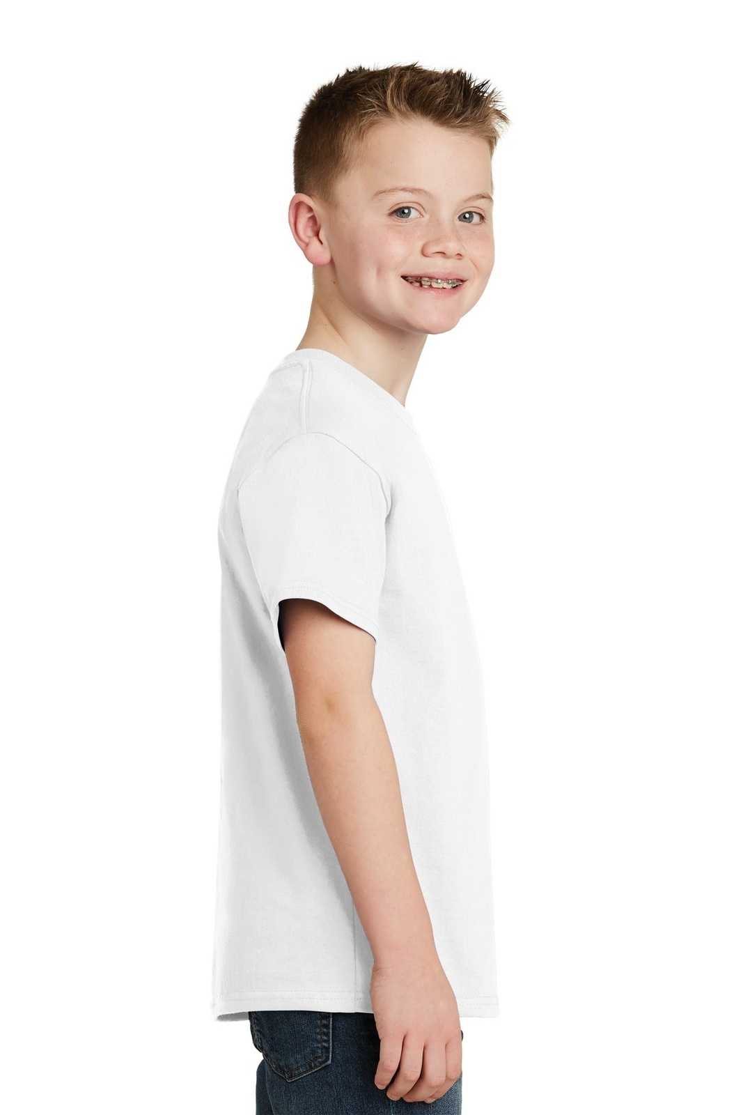 Hanes 5450 Youth Tagless 100% Cotton T-Shirt - White - HIT a Double