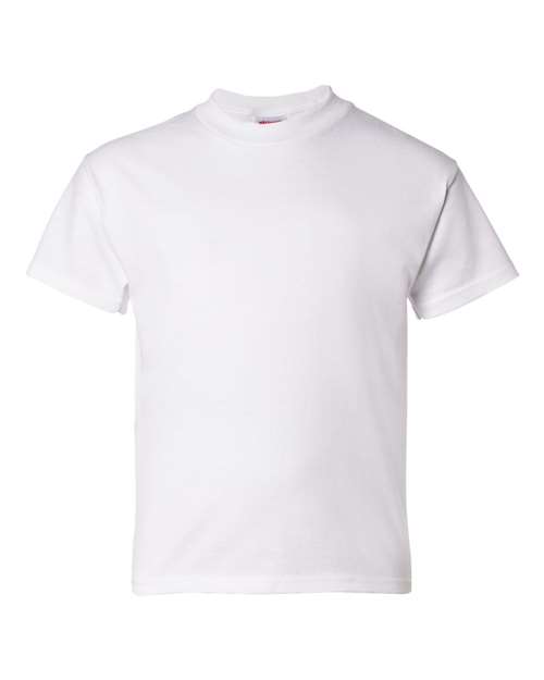 Hanes 5480 Essential-T Youth Short Sleeve T-Shirt - White - HIT a Double