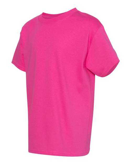 Hanes 5480 Essential-T Youth Short Sleeve T-Shirt - Wow Pink - HIT a Double