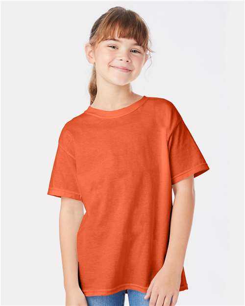 Hanes 5480 Essential-T Youth T-Shirt - Texas Orange" - "HIT a Double